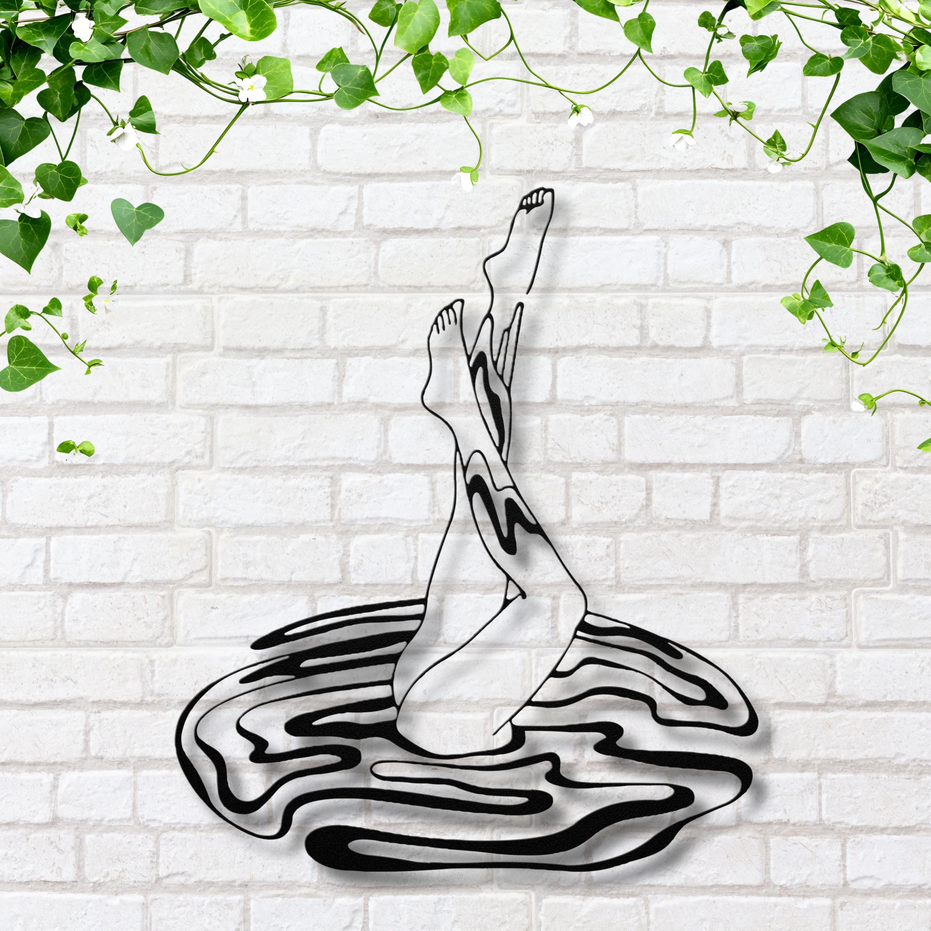 Artistic Pool Legs Metal Wall Art, Minimalist Swimmer Sign, Summer Home Decor, Fun Gift