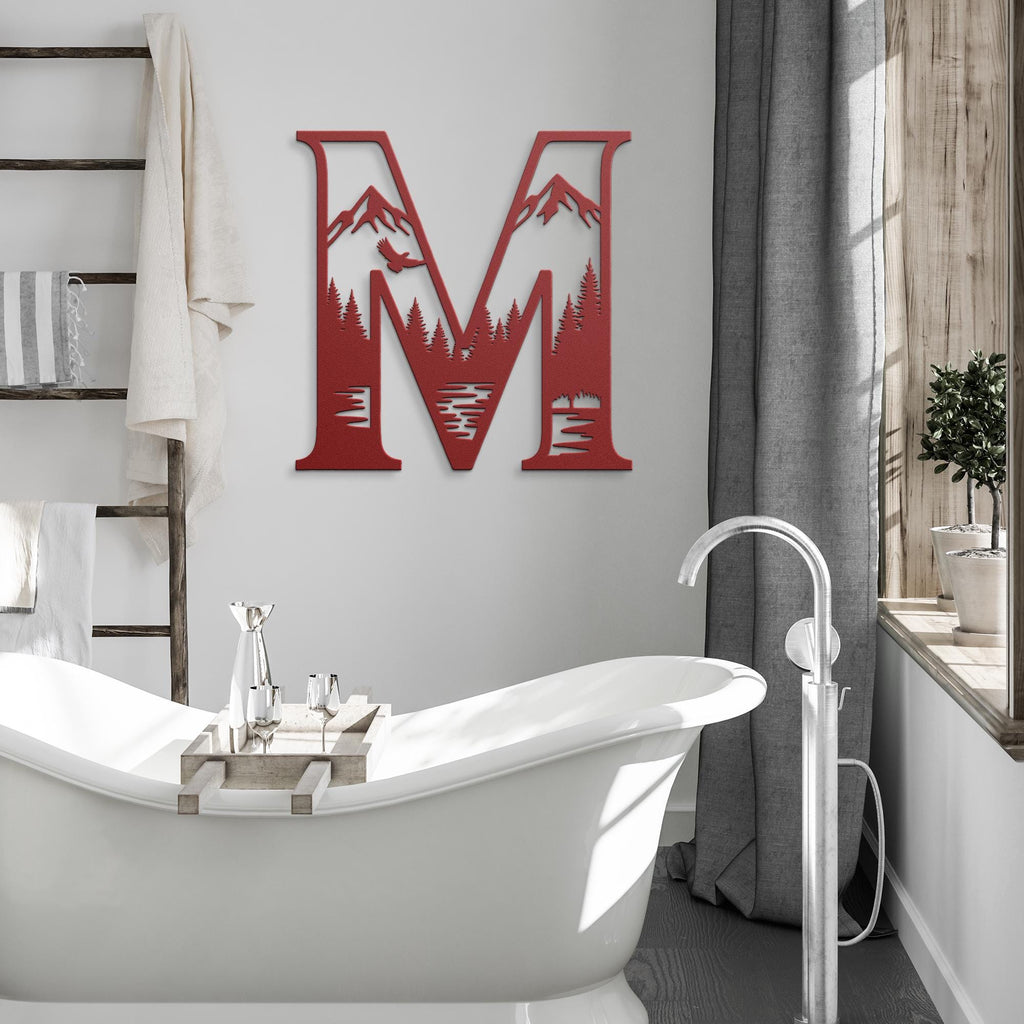 Custom Mountain Forest, Metal Letter Sign, Nature Lover Gift, Outdoor Cabin Wall Decor