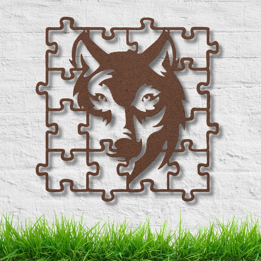 Wolf Metal Wall Art - Unique Geometric Animal Art | Steel Die Cut Sign