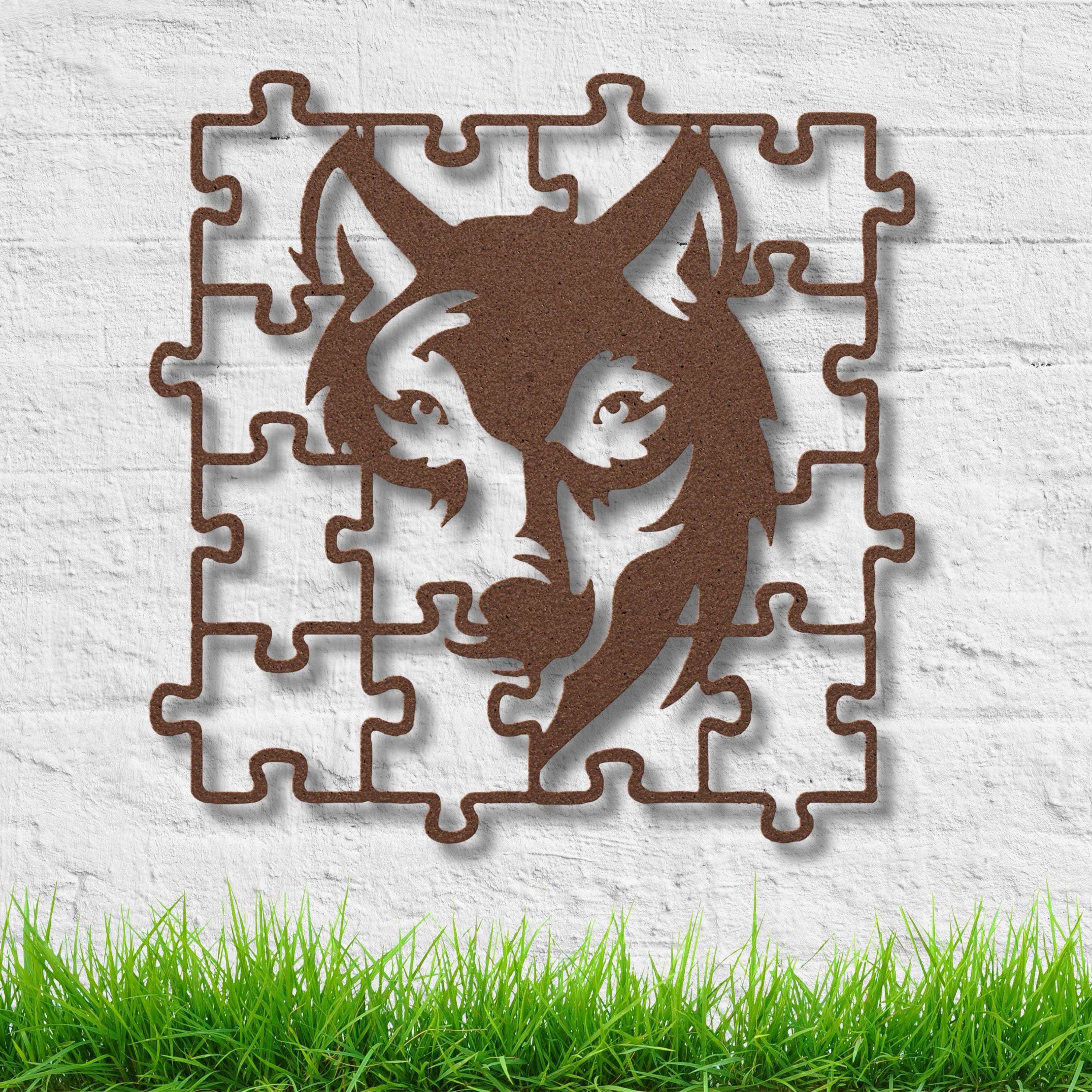 Wolf Metal Wall Art - Unique Geometric Animal Art | Steel Die Cut Sign