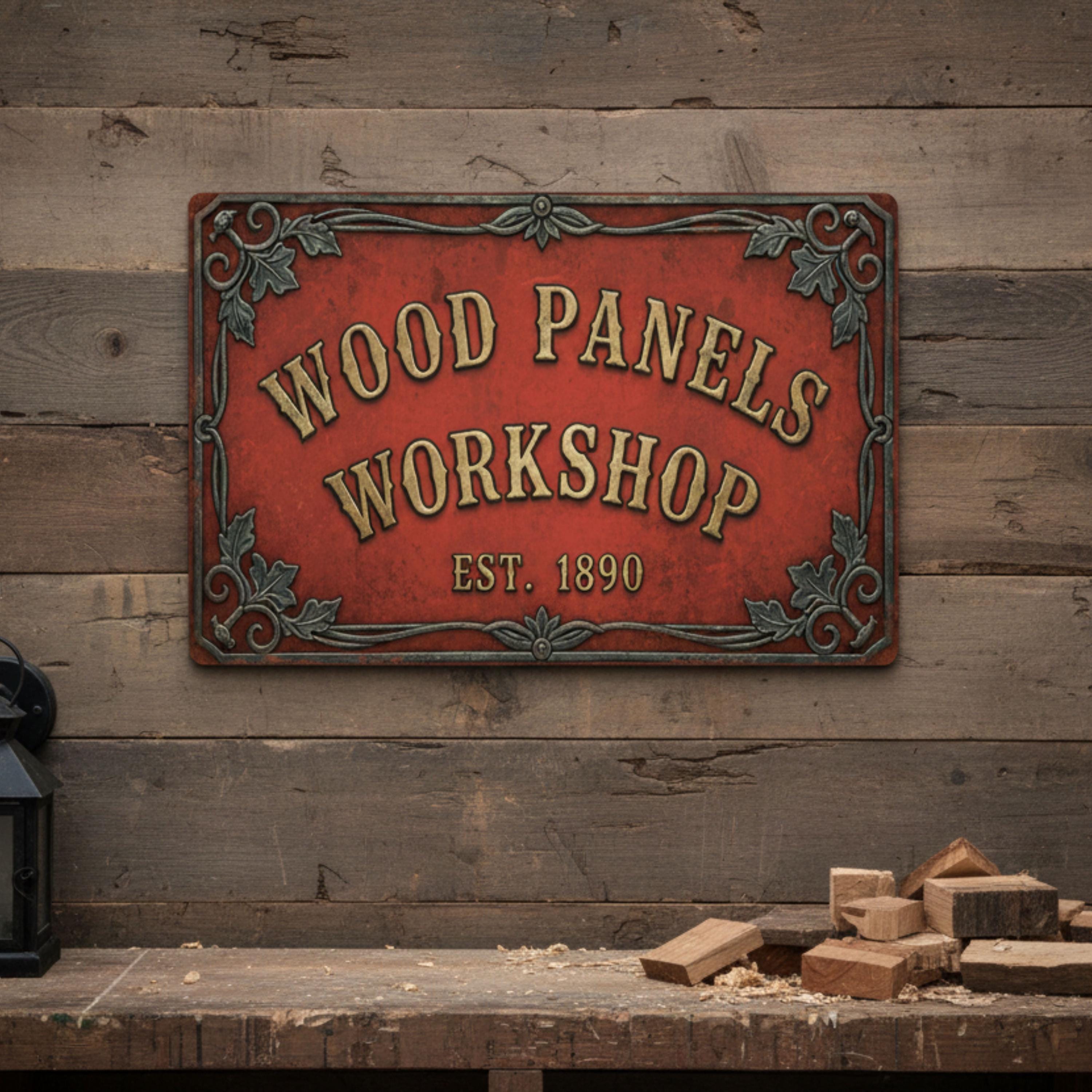 Rustic Wood Panels Sign - Vintage Workshop Decor | Industrial Garage Art