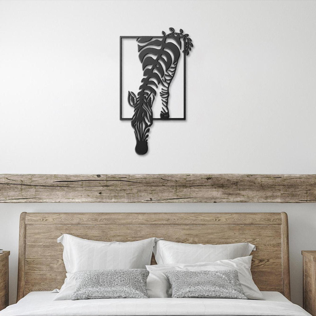 Zebra Metal Wall Art, Die-Cut Animal Sign, Modern Farmhouse Decor