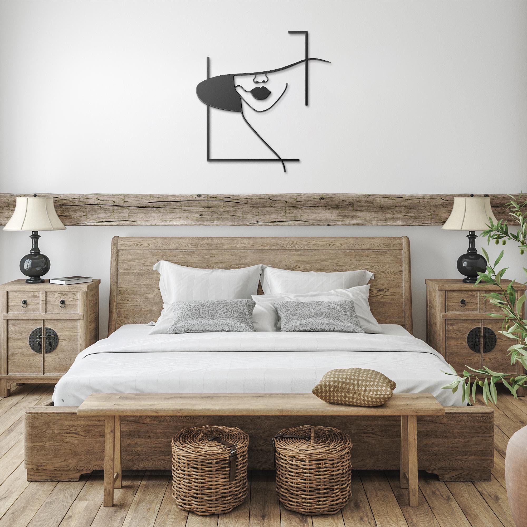 Minimalist Woman Metal Wall Art, Modern Line Art Face Sign, Chic Fashion Room Decor