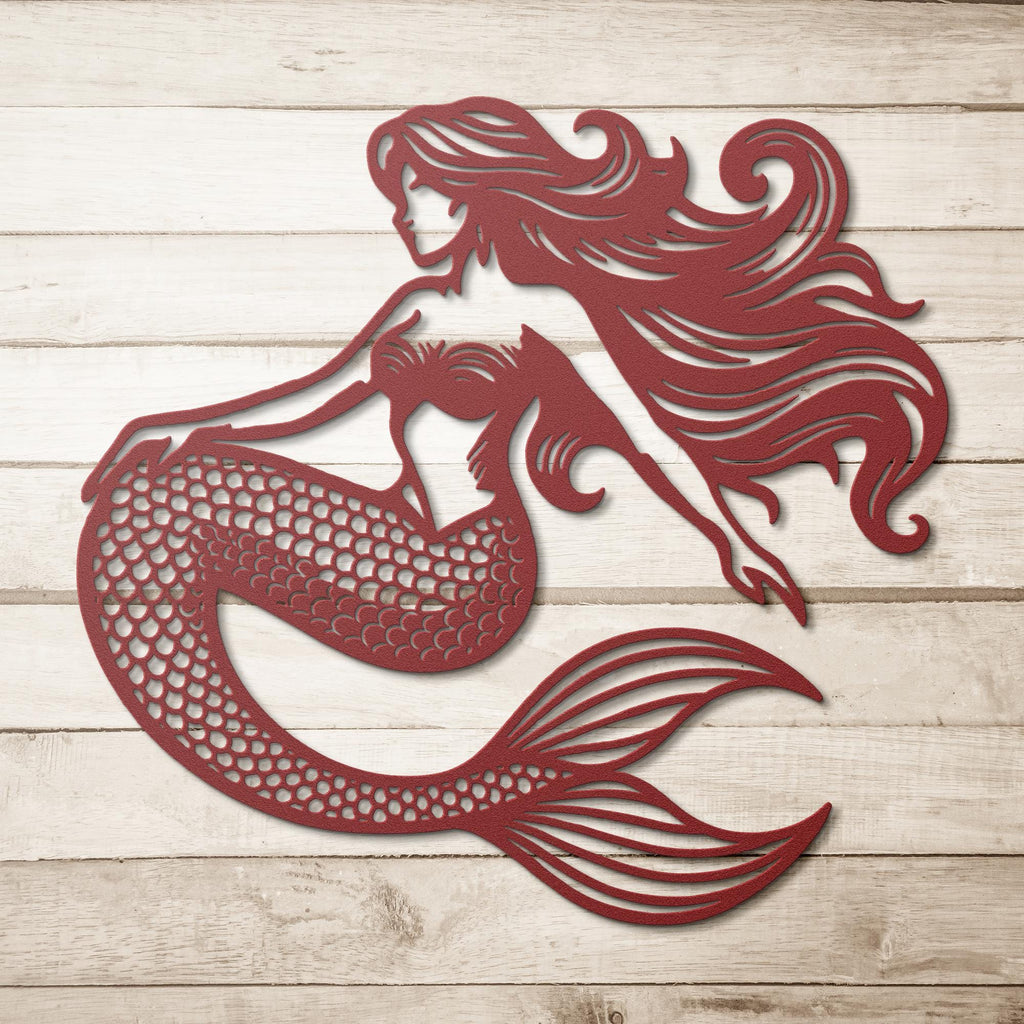 Classic Mermaid Die-Cut Metal Sign, Siren Nautical Decor, Fantasy Ocean Art, Beach Lover Gift