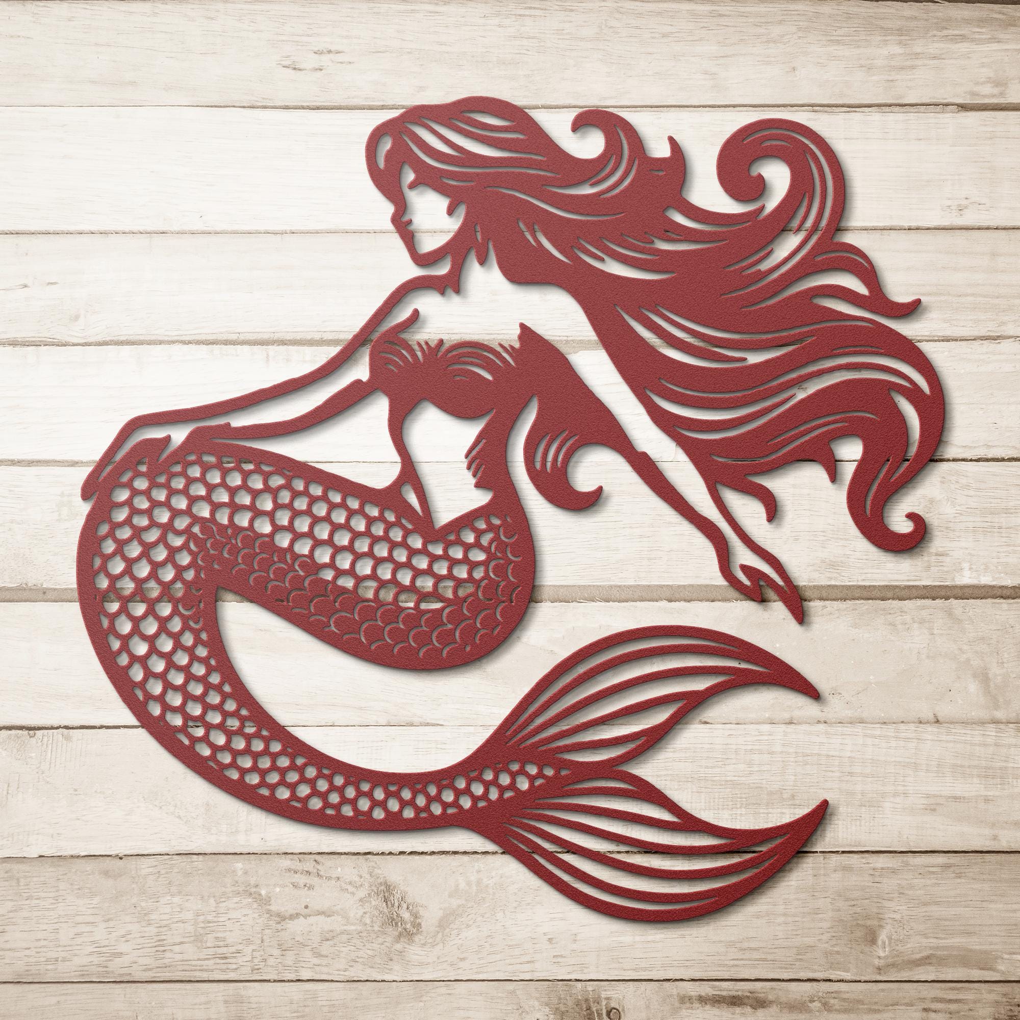 Classic Mermaid Die-Cut Metal Sign, Siren Nautical Decor, Fantasy Ocean Art, Beach Lover Gift