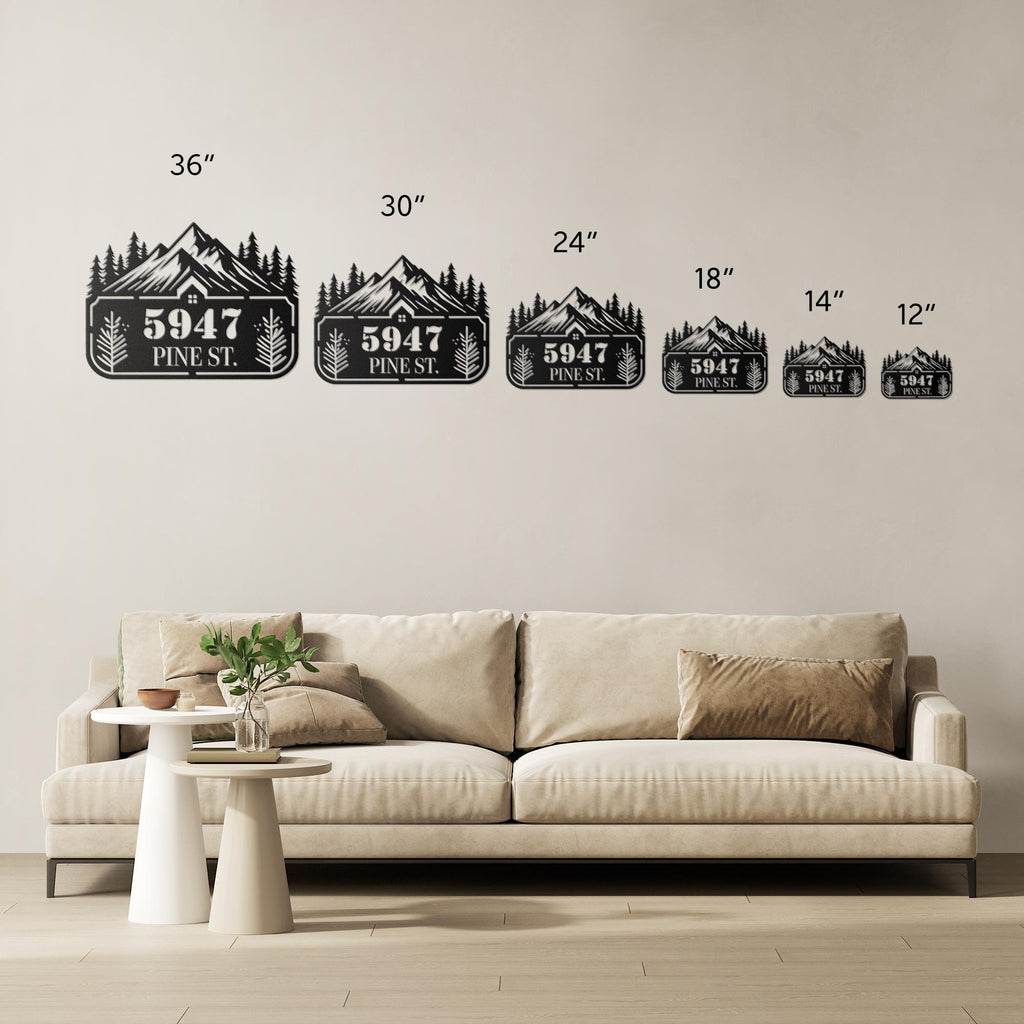 Personalized Metal Address Sign - Custom House Number Sign | Rustic Cabin Decor