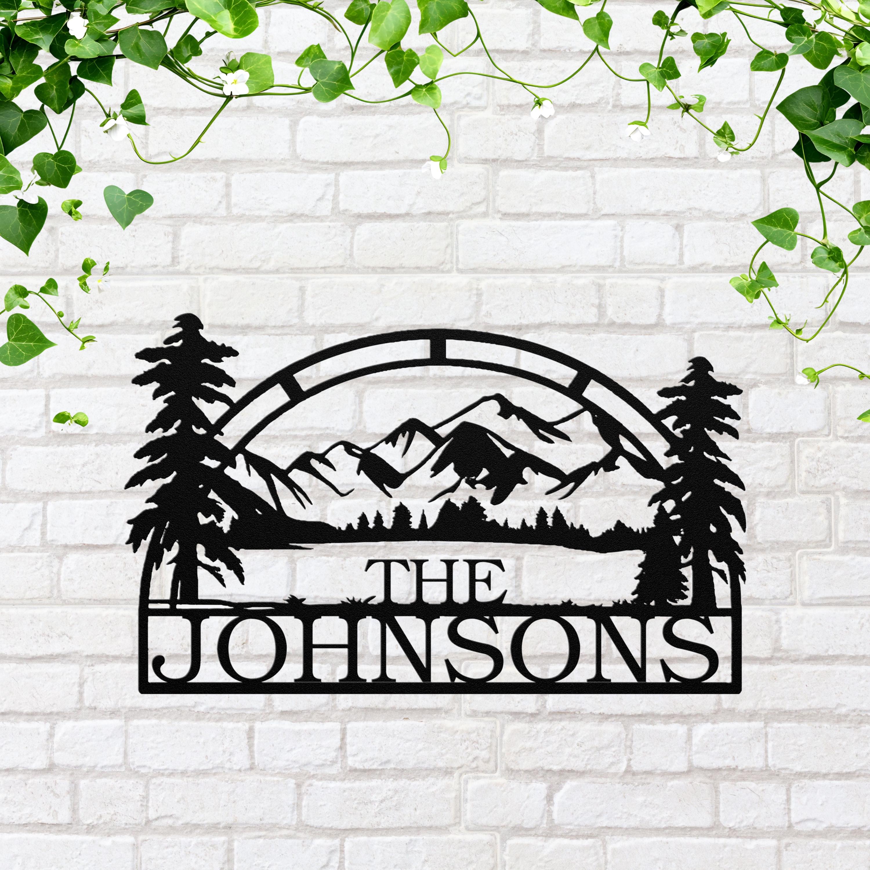 Personalized Family Name Metal Sign, Mountain Cabin Decor
