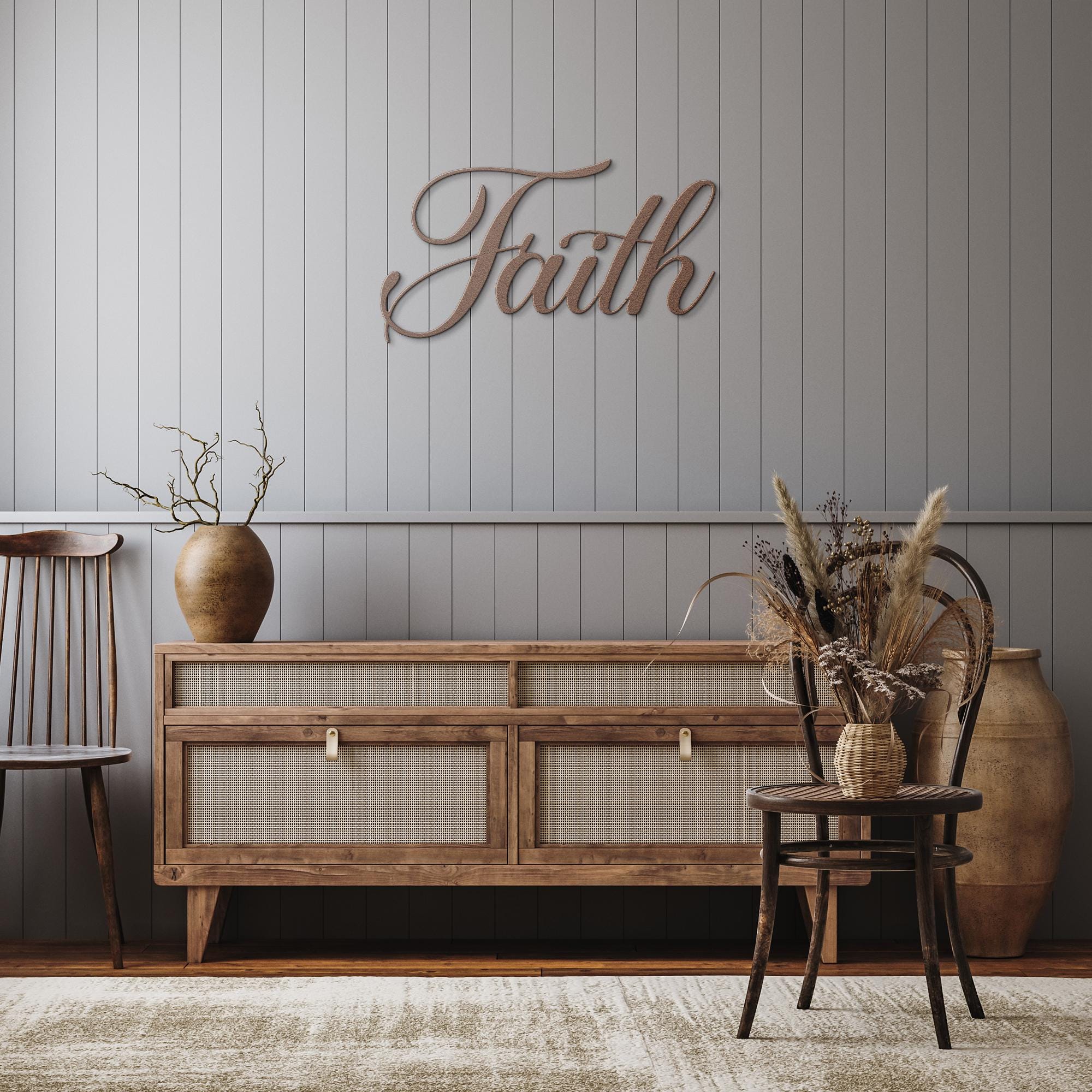 Faith Script Die-Cut Metal Sign, Religious Home Decor, Inspirational Word Art, Christian Gift