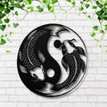 Koi Fish Metal Wall Art, Yin Yang Sign, Harmony Zen Die Cut Decor, Balance Metal Art, Asian Symbolism Gift