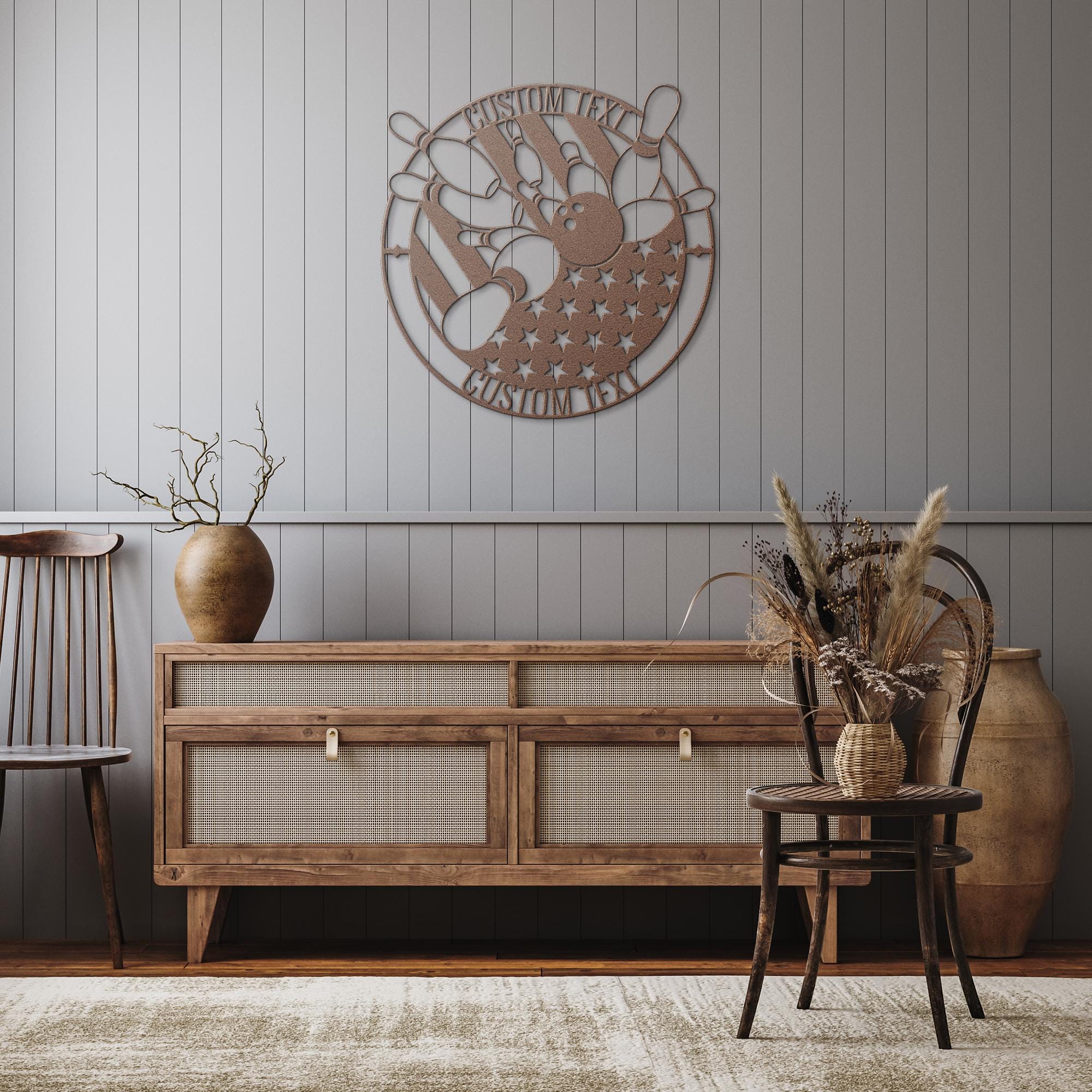 Custom Bowling Sign - Personalized American Flag Metal Decor | Strike Pin Artwork Gift