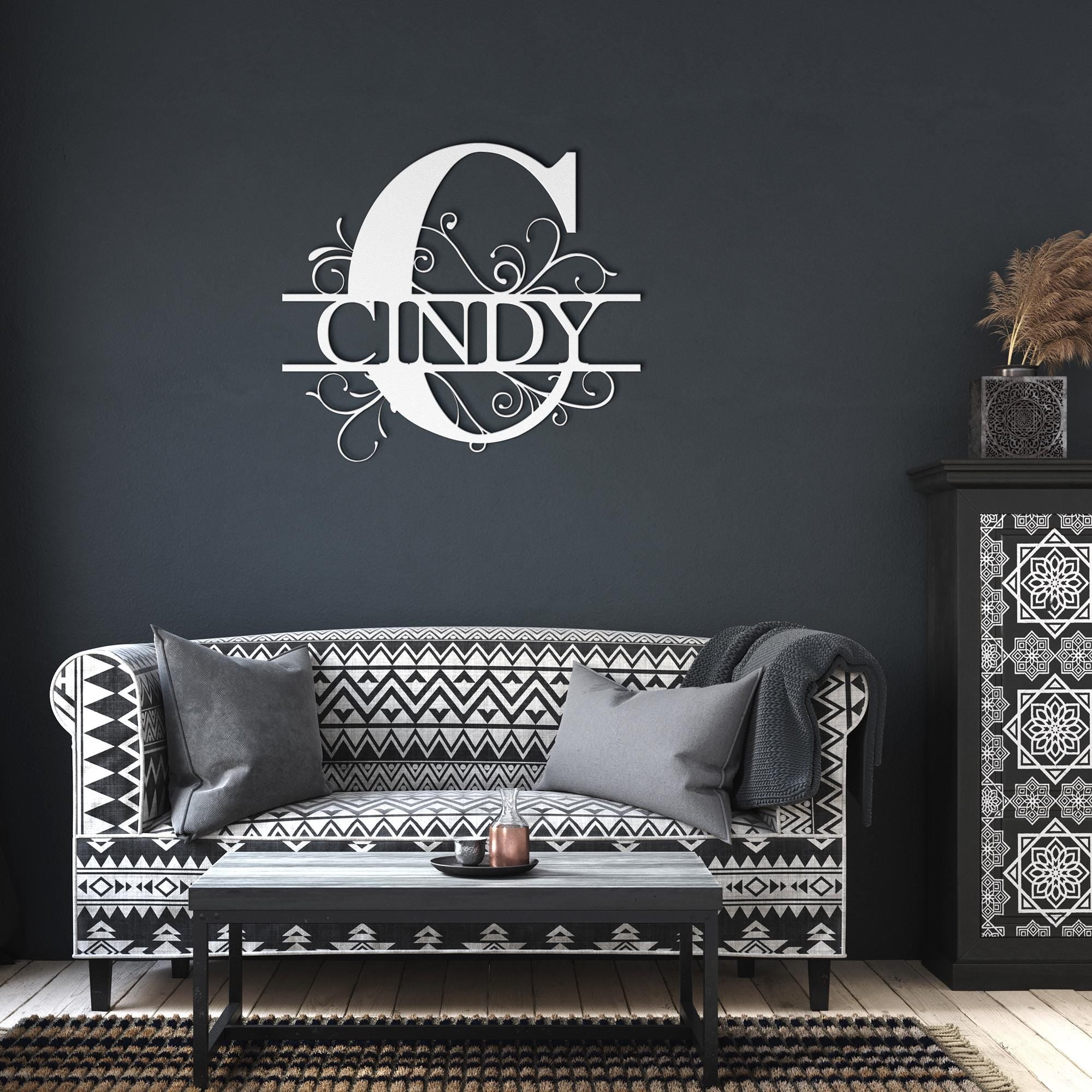 Personalized Split Letter Metal Sign, Custom Monogram, Housewarming Gift