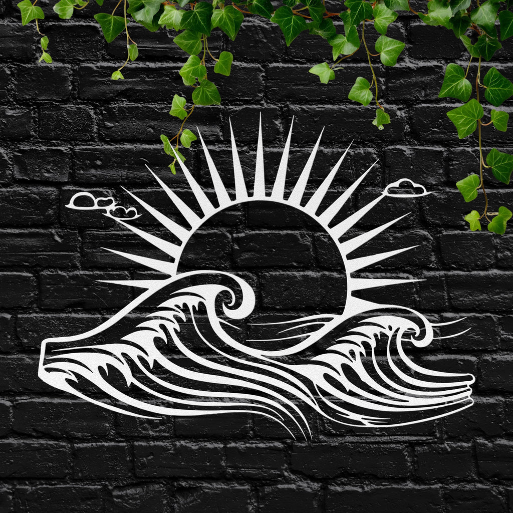 Ocean Waves Metal Sign - Custom Die Cut Metal Art for Beach House Decor