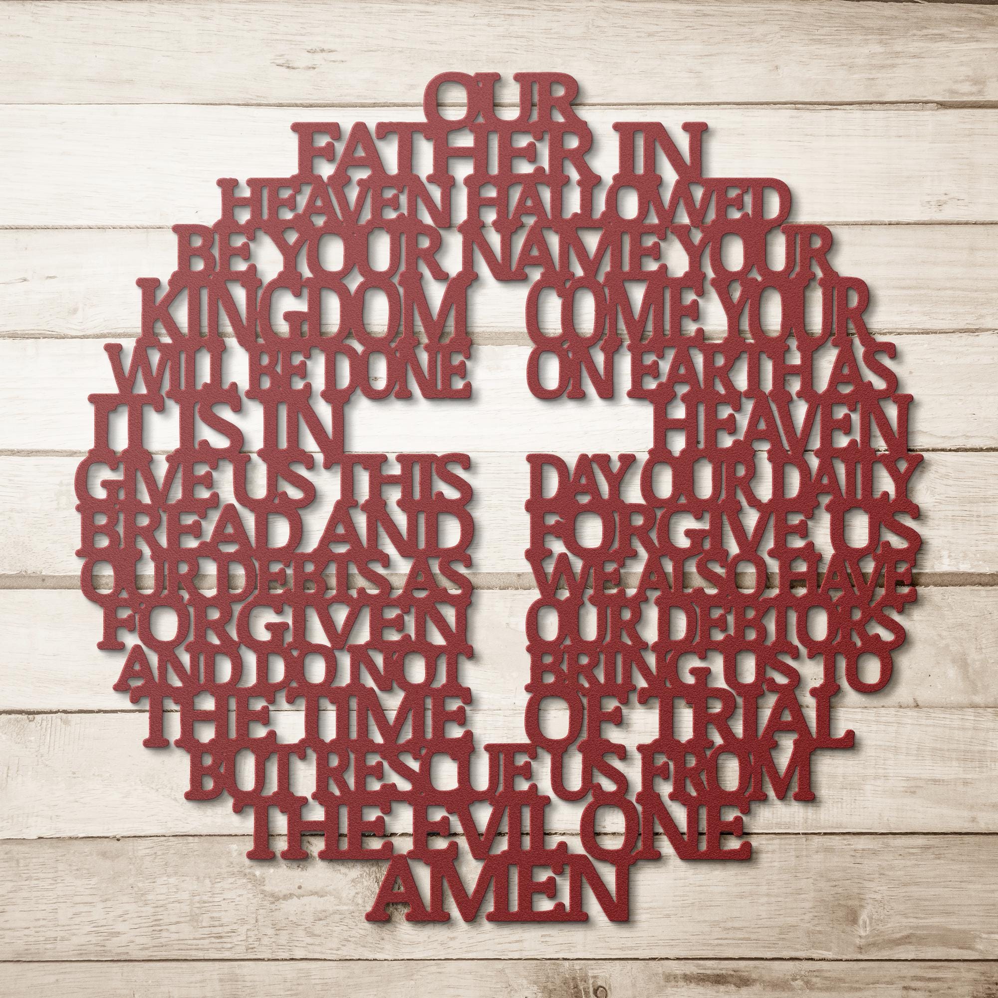 Lords Prayer Metal Wall Art, Our Father Christian Sign, Religious Cross Home Decor