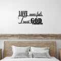 Love Never Fails Metal Wall Art, Christian Home Decor