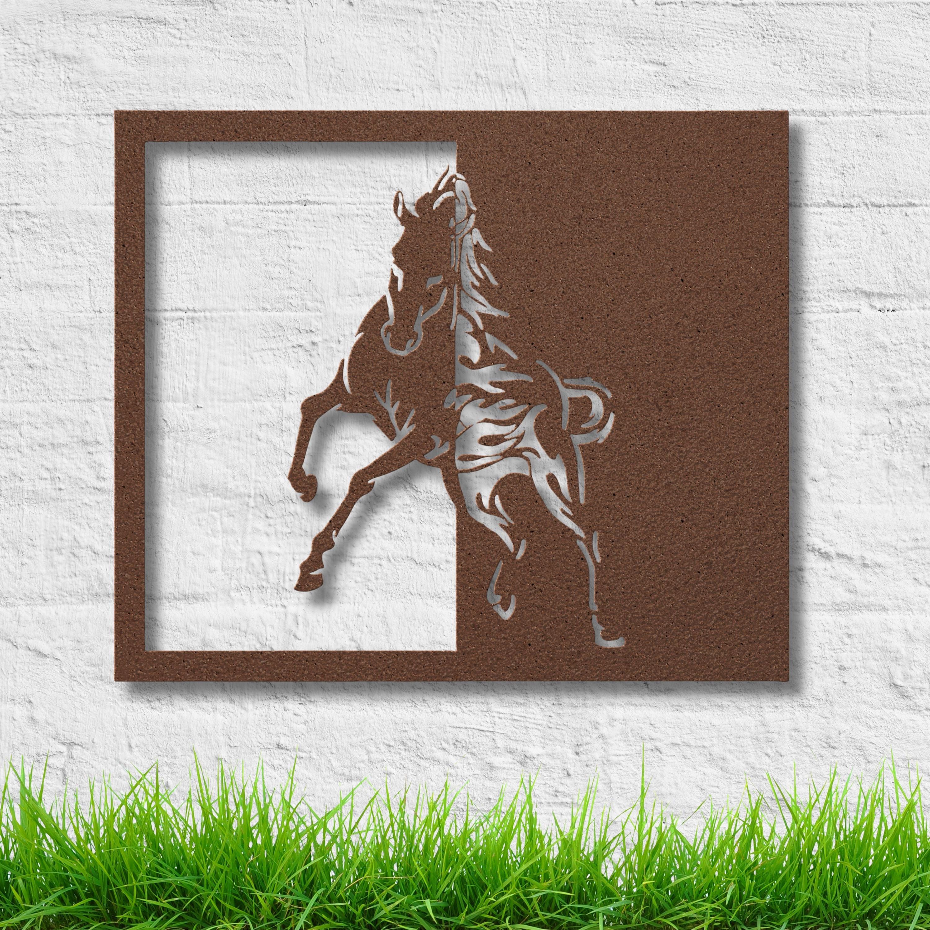 Modern Horse Silhouette Metal Sign, Equestrian Wall Art, Split Design Decor, Farmhouse Art