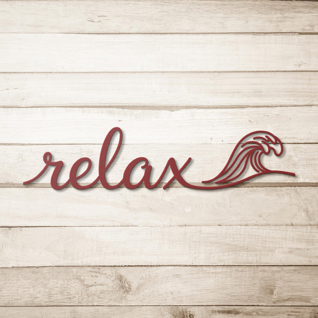 Relax Wave Metal Art – Coastal Wall Decor | Beach House Sign, Ocean Lover Gift