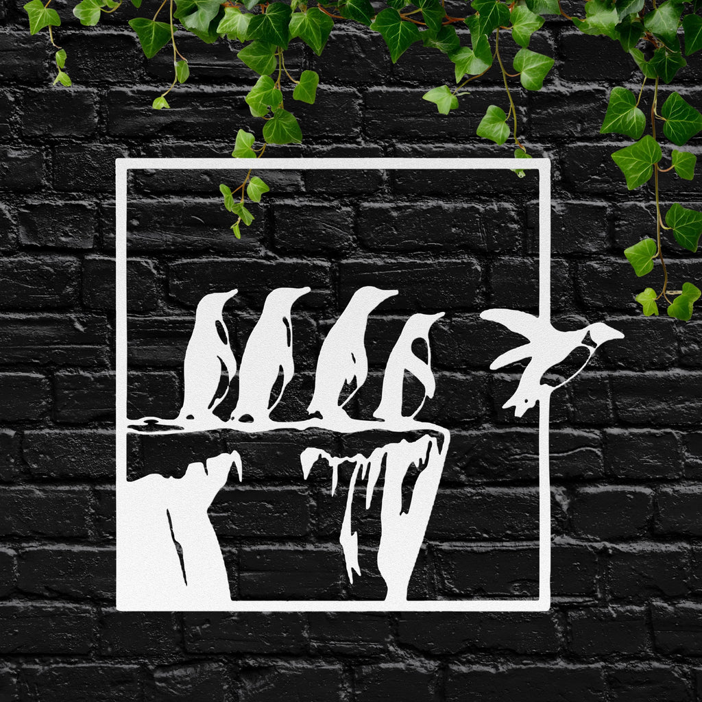 Penguin Metal Wall Art, Jumping Penguins Sign, Arctic Animal Decor, Nursery Wall Art, Bird Silhouette