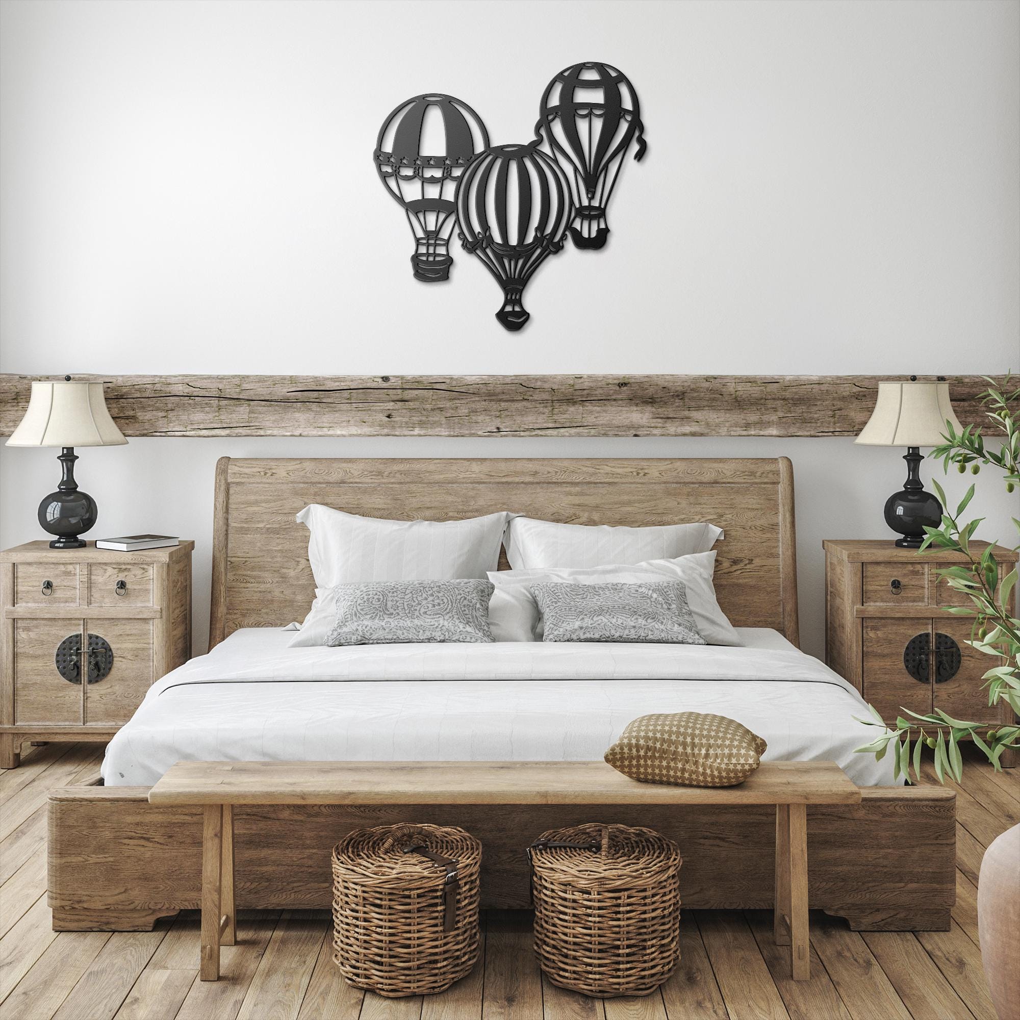 Hot Air Balloon Metal Wall Art, Vintage Nursery Decor, Travel Theme Sign, Kids Room Art