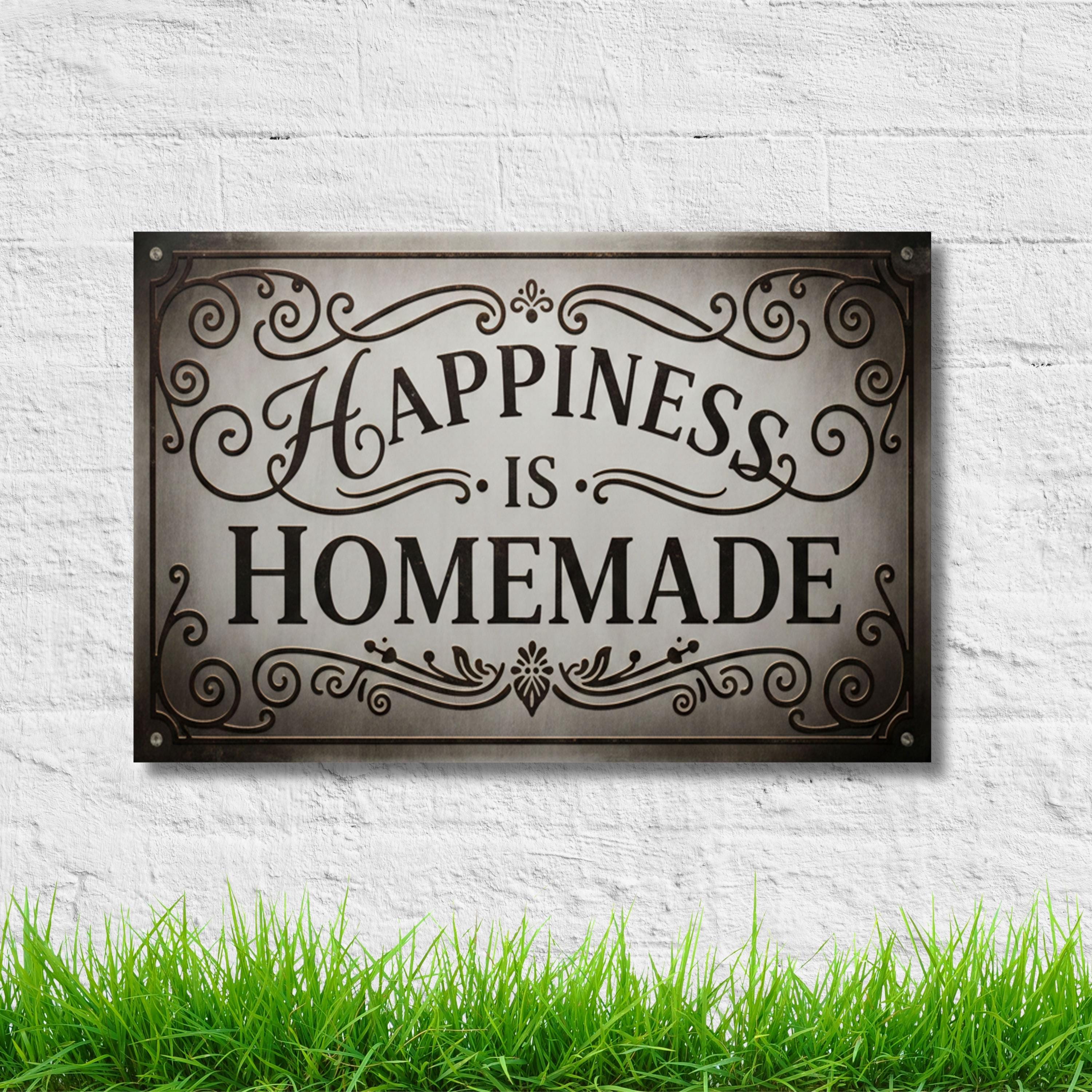 Happiness is Homemade Metal Sign, Kitchen Wall Art, Vintage Home Decor, Pantry Plaque