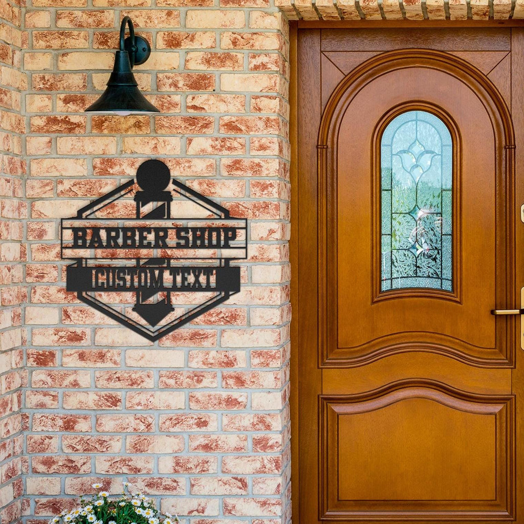 Custom Barbershop Metal Logo Sign: Barber Pole Decor
