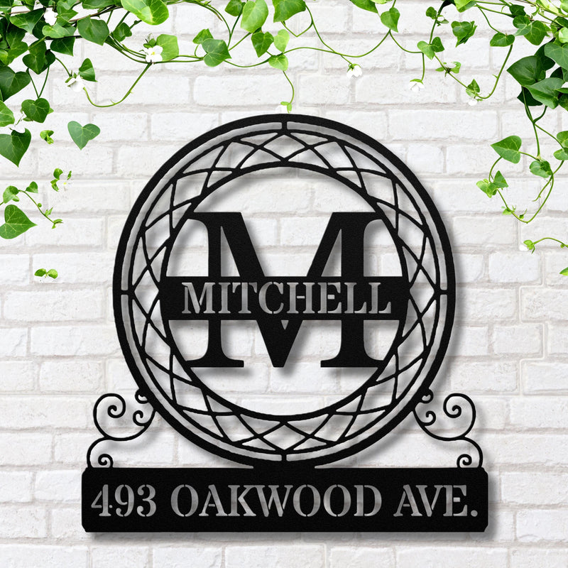 Personalized Round Metal Address Sign – Family Name & House Number