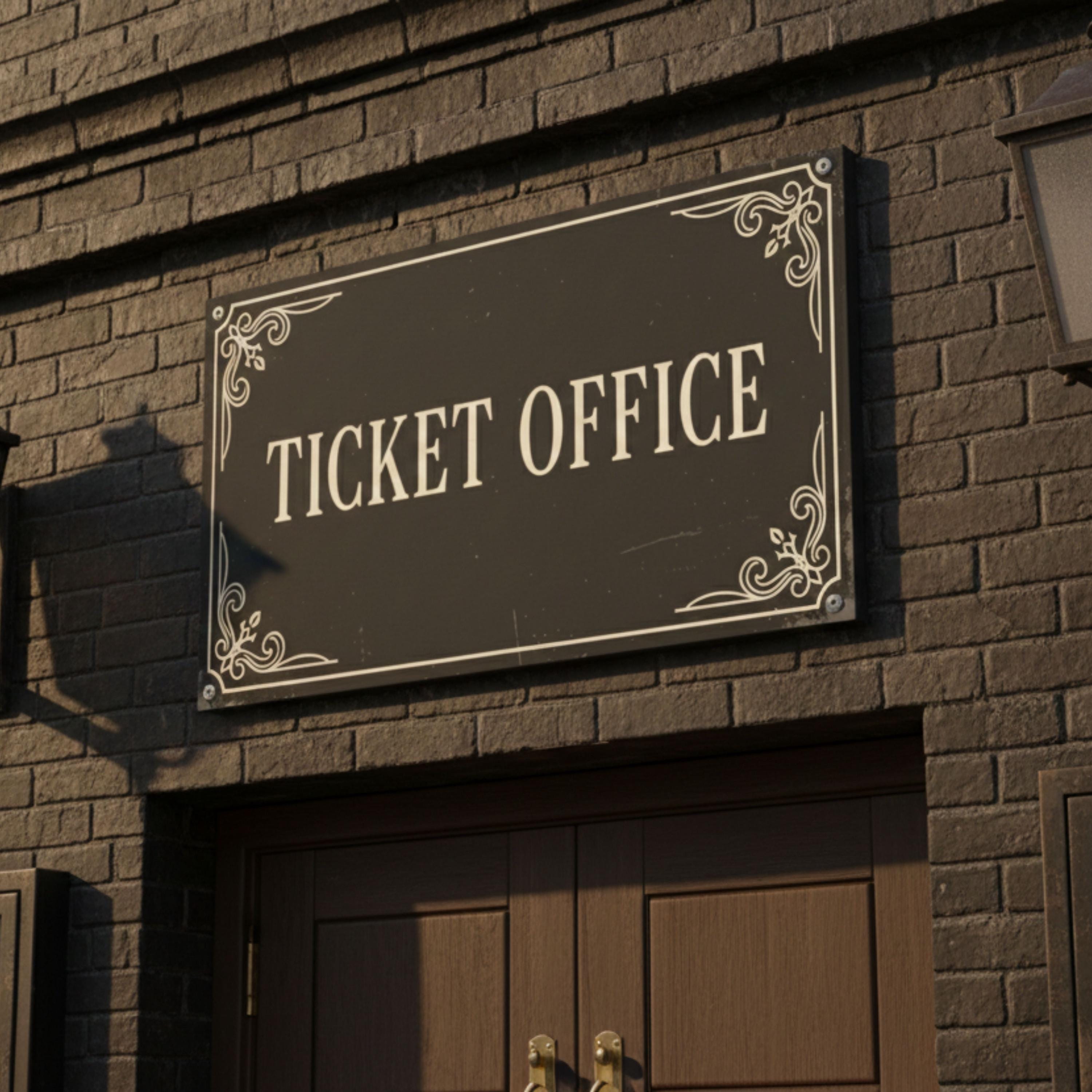 Vintage Ticket Office Sign, Theater Venue Event Metal Plaque, Concession Wayfinding Decor