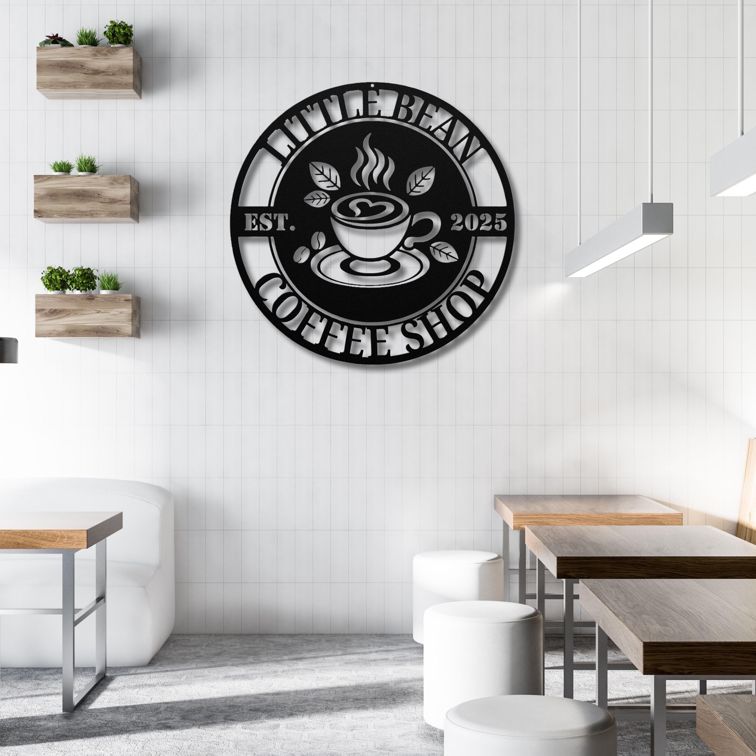 Personalized Coffee Shop Sign – Custom Cafe Decor | Durable Steel Metal Plaque