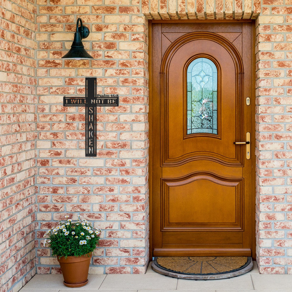 Psalm 16:8 Metal Cross Sign, Christian Home Decor