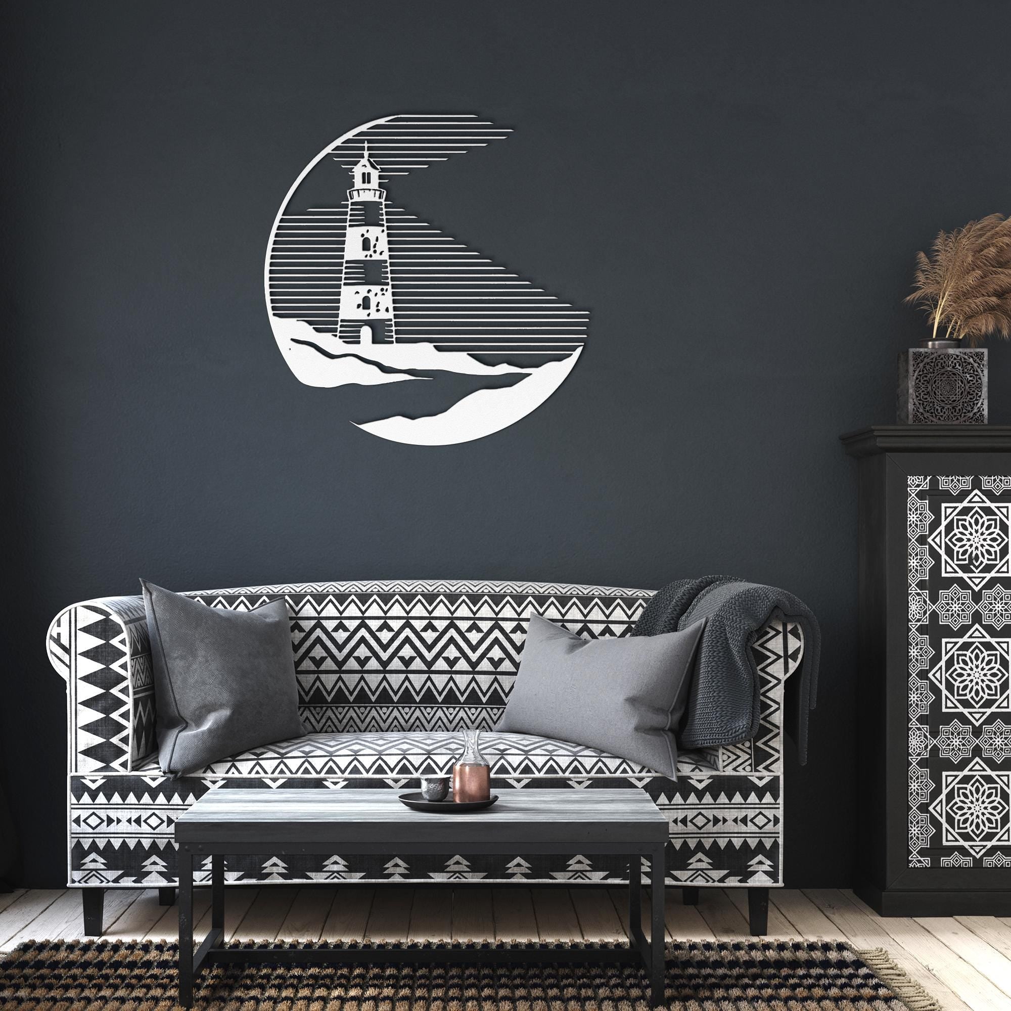 Lighthouse Metal Wall Art, Nautical Ocean Decor, Beach House Sign, Coastal Gift