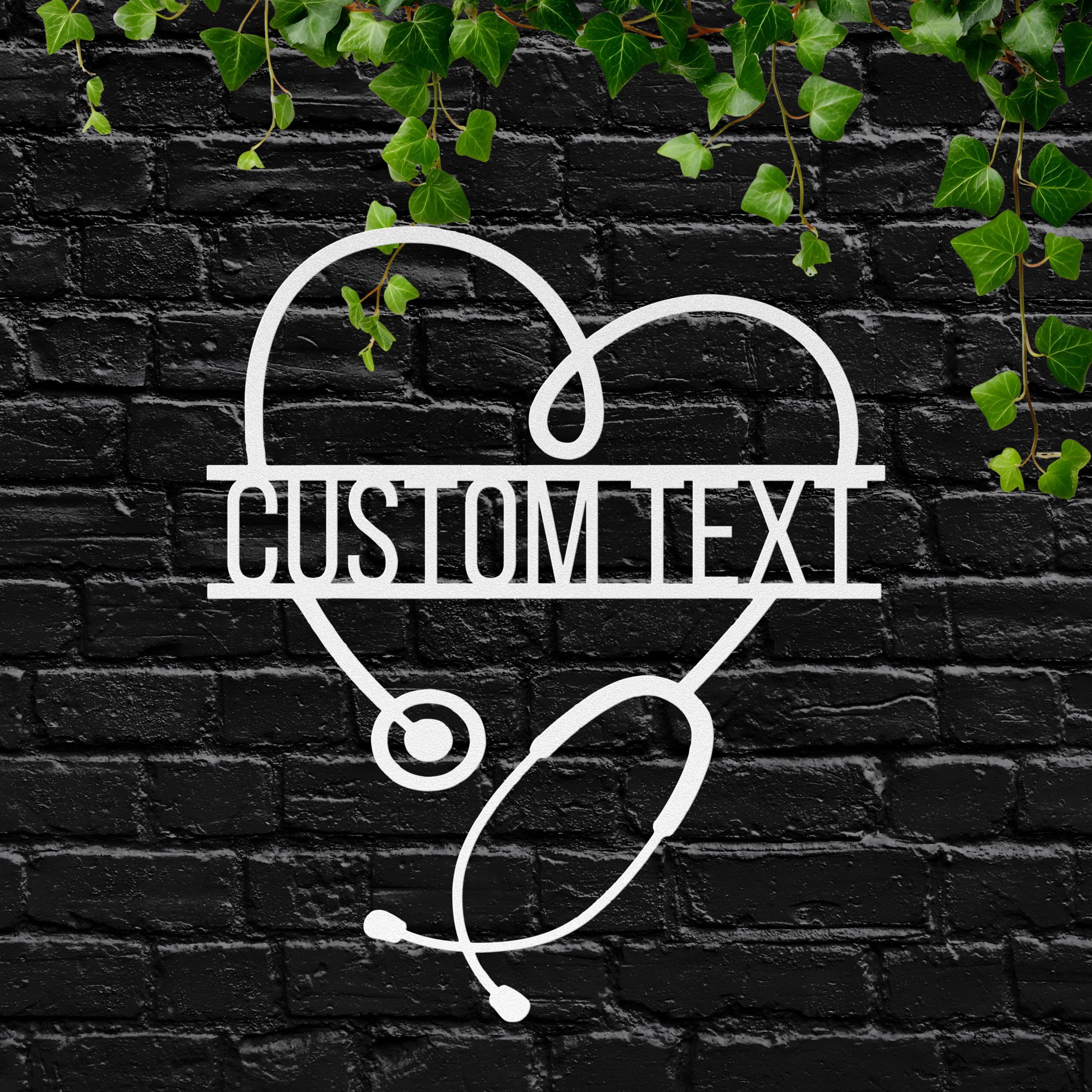 Custom Stethoscope Sign - Personalized Metal Heart Wall Art | Doctor Nurse Gift