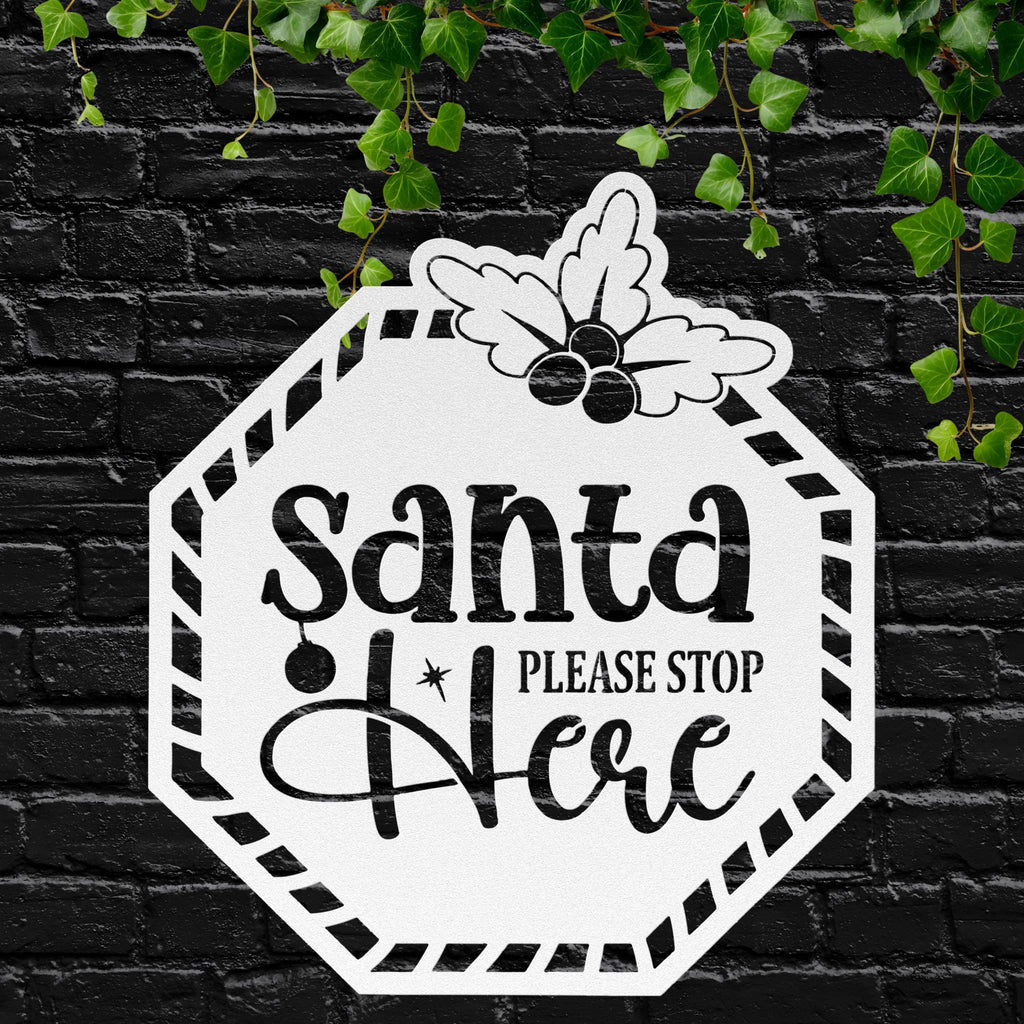 Santa Stop Sign - Custom Christmas Door Decor | Festive Metal Welcome Plaque