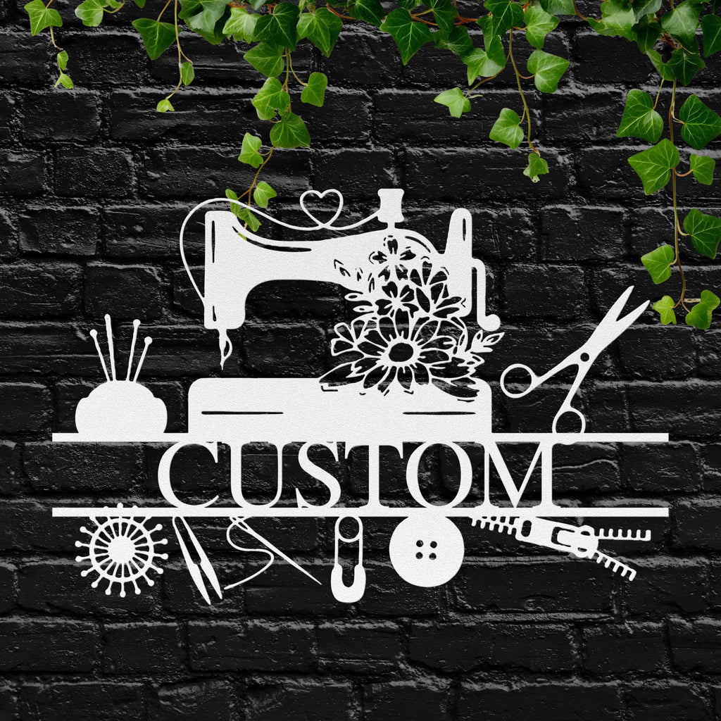 Custom Sewing Machine Metal Sign, Craft Room Decor