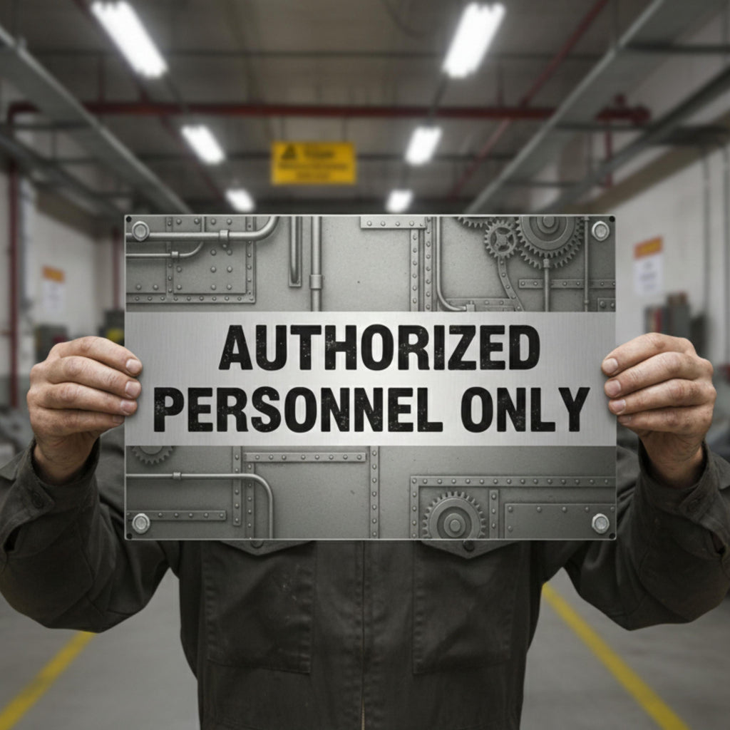 Steampunk Metal Sign - Industrial Authorized Personnel Only Factory Warning Decor