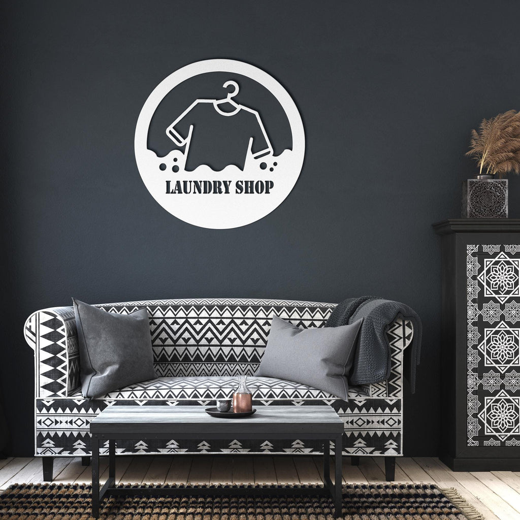 Custom Metal Laundry Business Logo Sign: Personalized Commercial Decor