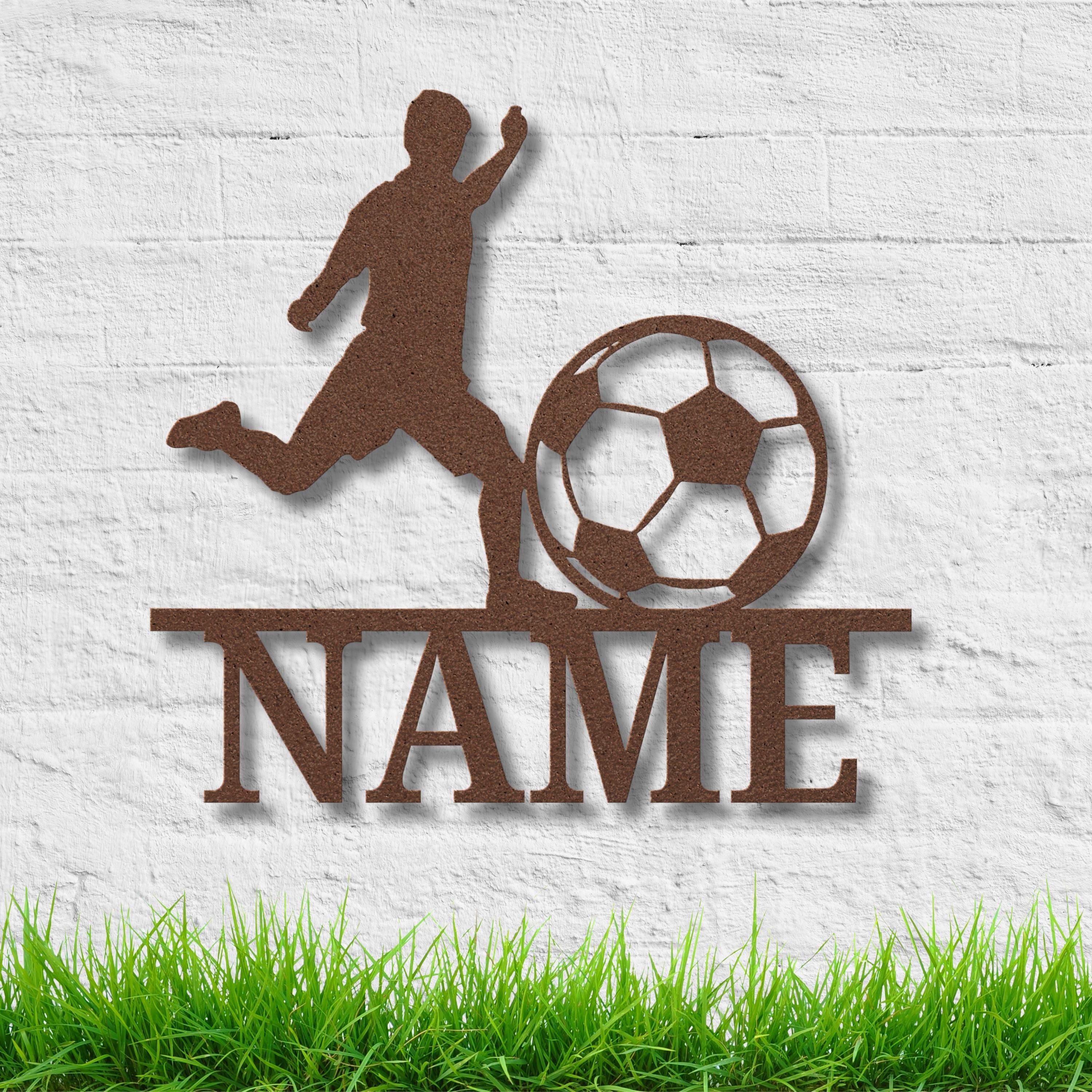 Custom Soccer Player Metal Sign, Personalized Boy Room Decor