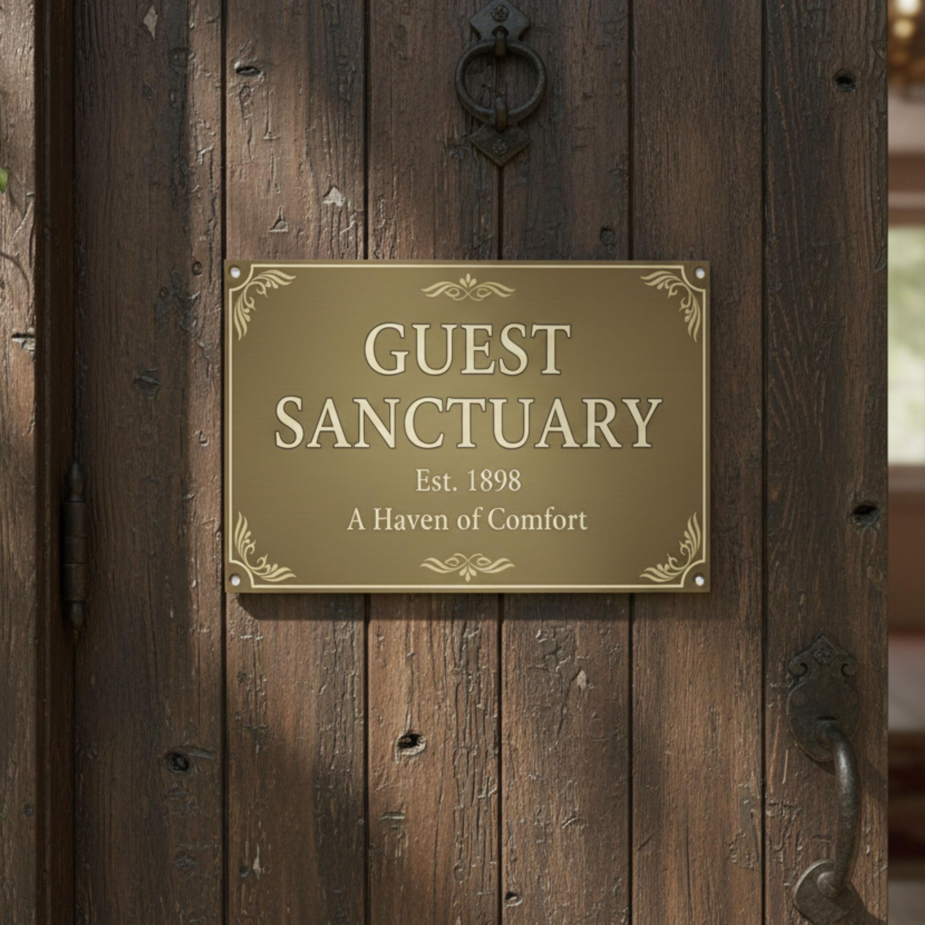 Custom Guest Sanctuary Metal Sign, Guest Room Wall Decor, Vintage Style Home Plaque