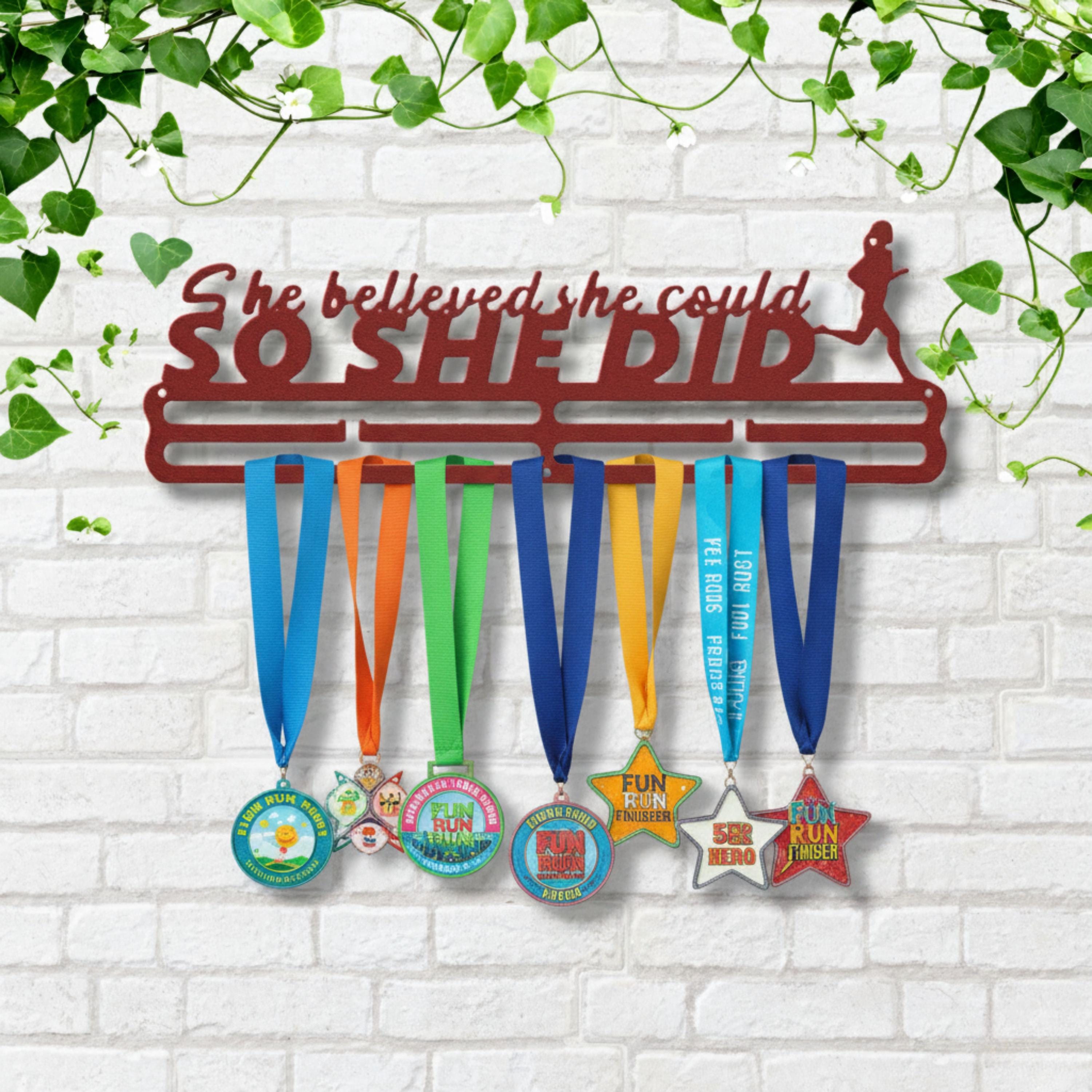 She Believed She Could So She Did Medal Hanger, Running Award Display, Marathon Rack