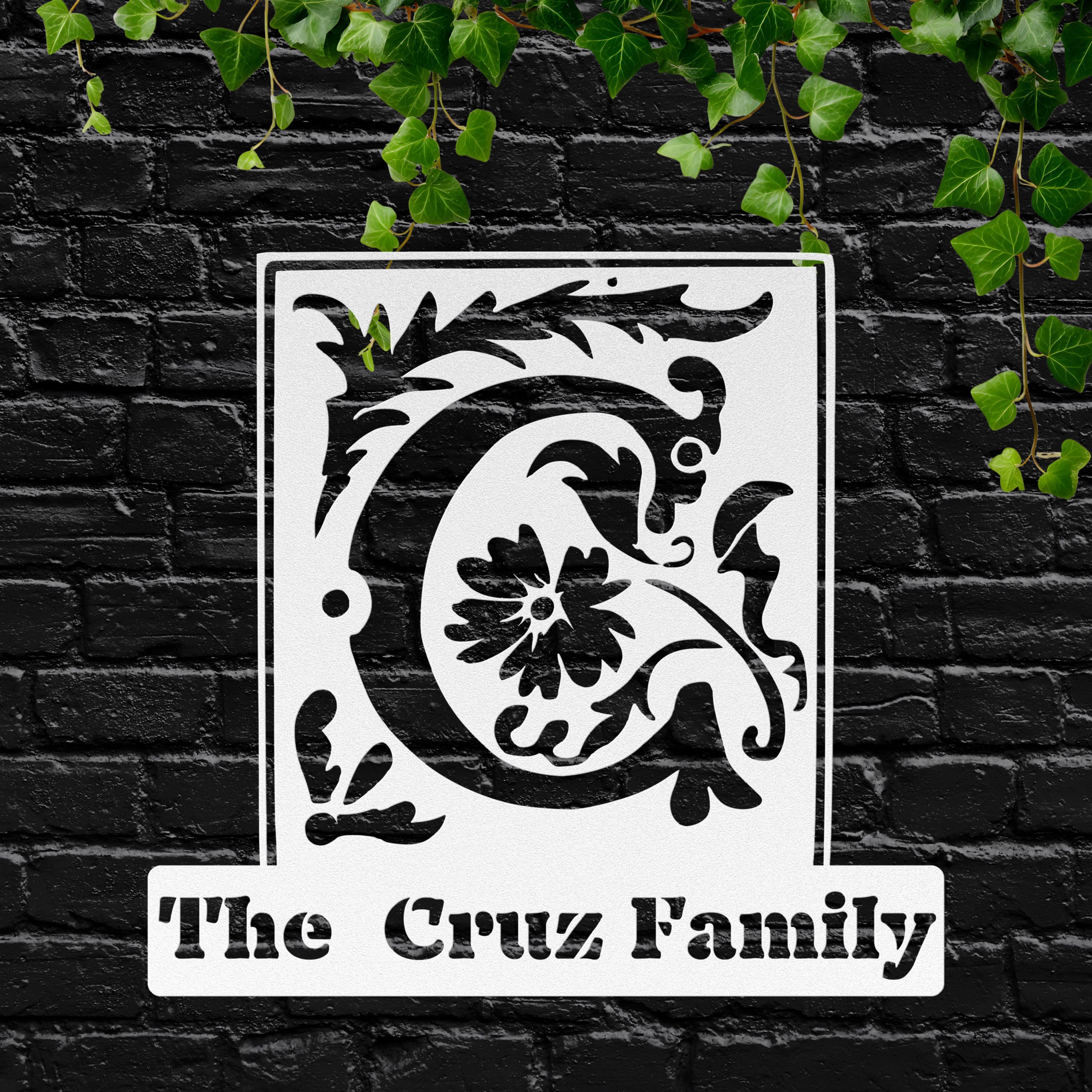 Custom Metal Sign - Personalized Family Name Plaque With Art Nouveau Design