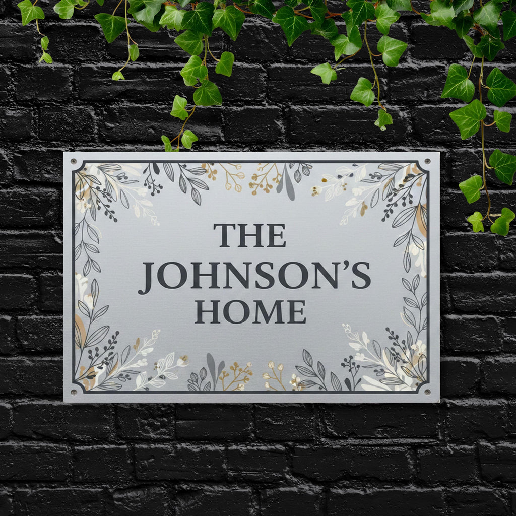 Custom Family Name Sign, Personalized Floral Metal Wall Art, Housewarming Gift, Entryway Decor
