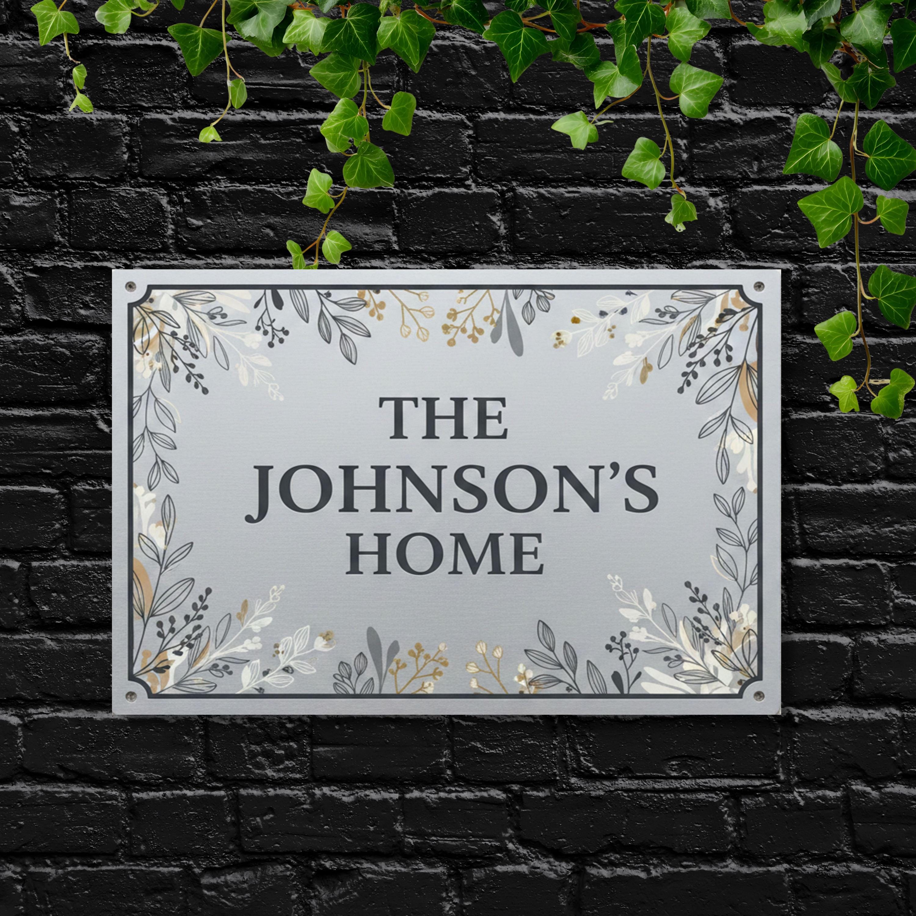 Custom Family Name Sign, Personalized Floral Metal Wall Art, Housewarming Gift, Entryway Decor