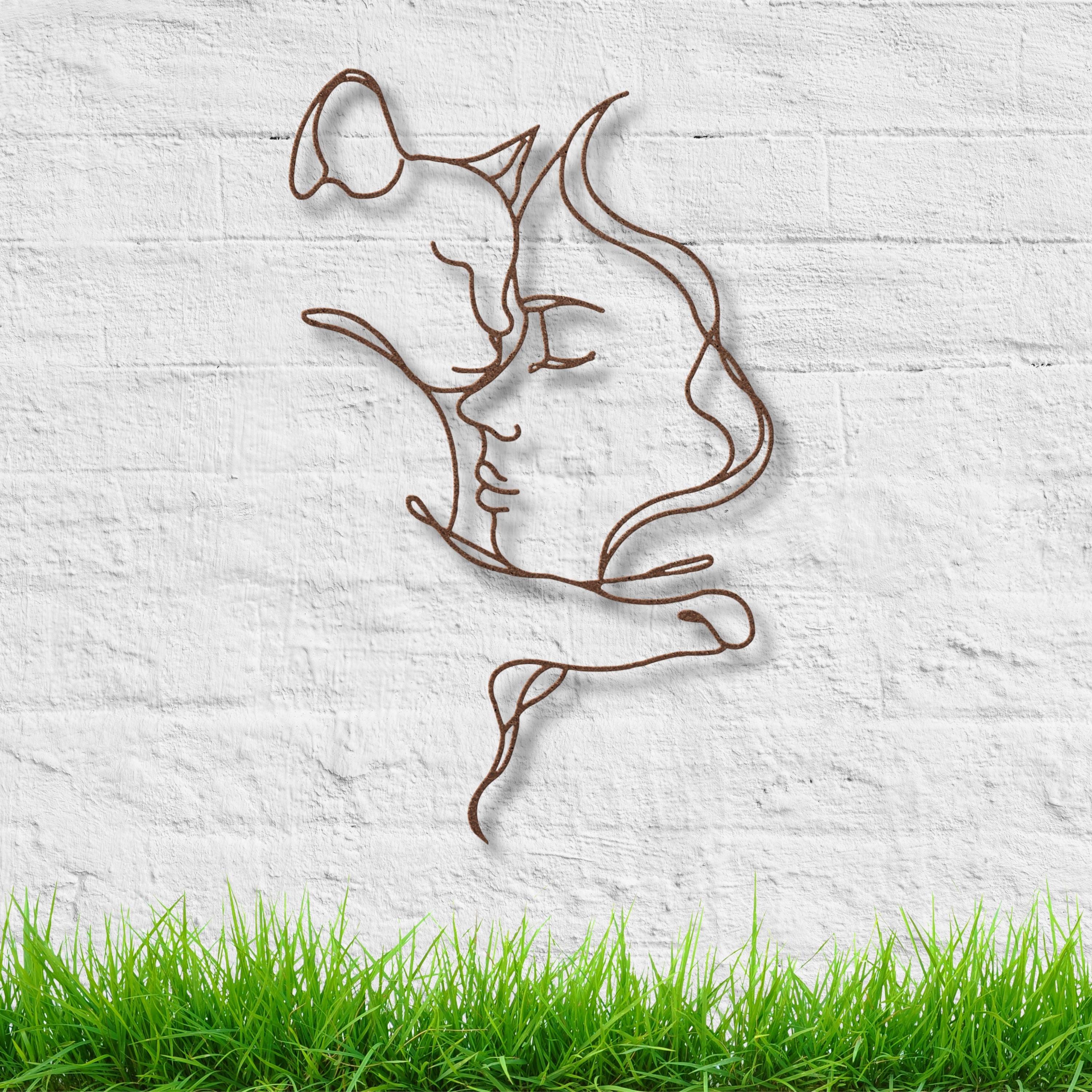 Woman and Cat Metal Line Art, Minimalist Feline Decor, Pet Lover Gift