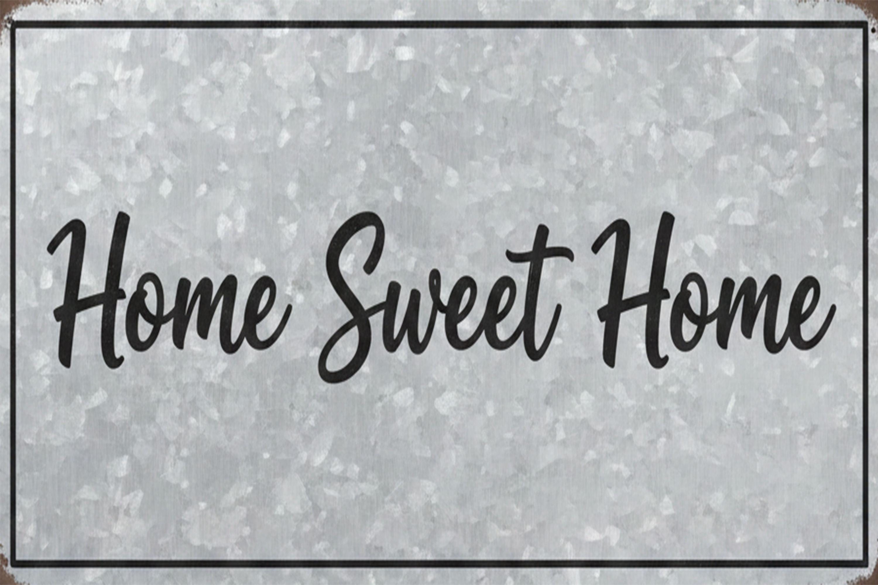 Home Sweet Home Metal Sign - Galvanized Farmhouse Decor, Rustic Welcome Wall Art, Modern Housewarming Gift, Entryway Hanging