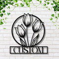 Custom Tulip Flower Metal Wall Art | Personalized Garden Sign