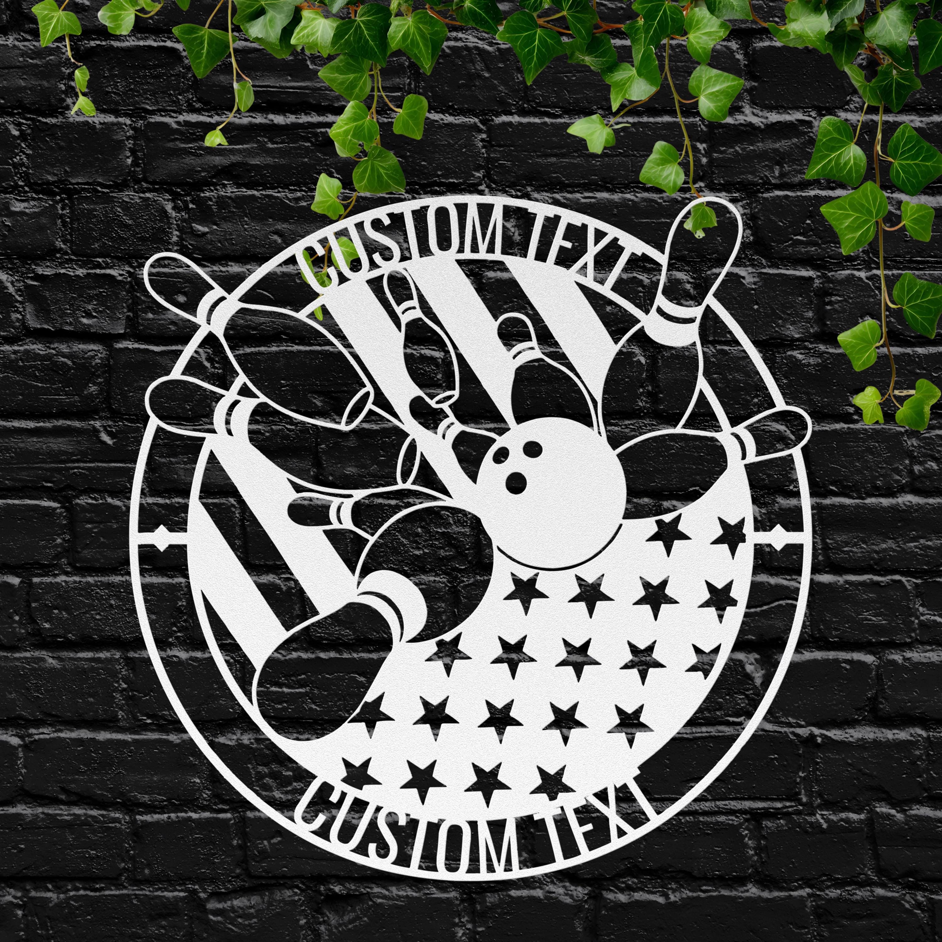 Custom Bowling Sign - Personalized American Flag Metal Decor | Strike Pin Artwork Gift