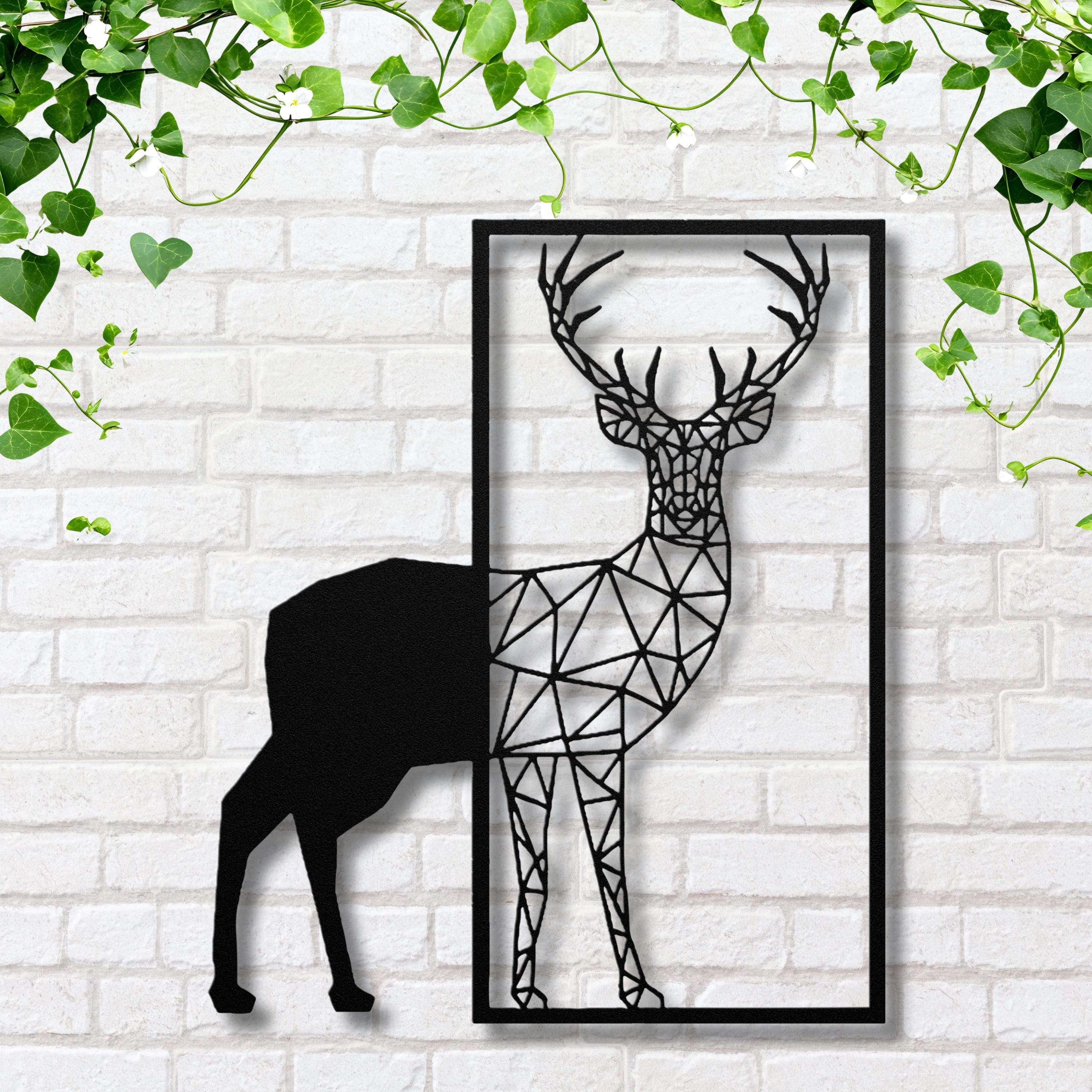 Geometric Deer Metal Wall Art, Modern Stag Sign, Geometric Animal Decor, Cabin Wall Hanging