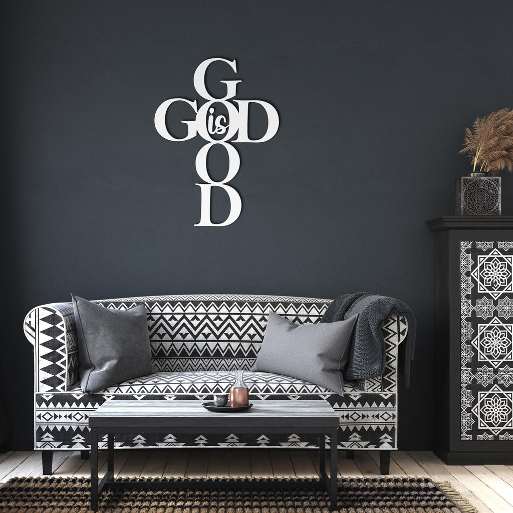 God Is Good Cross: Metal Christian Wall Art Decor