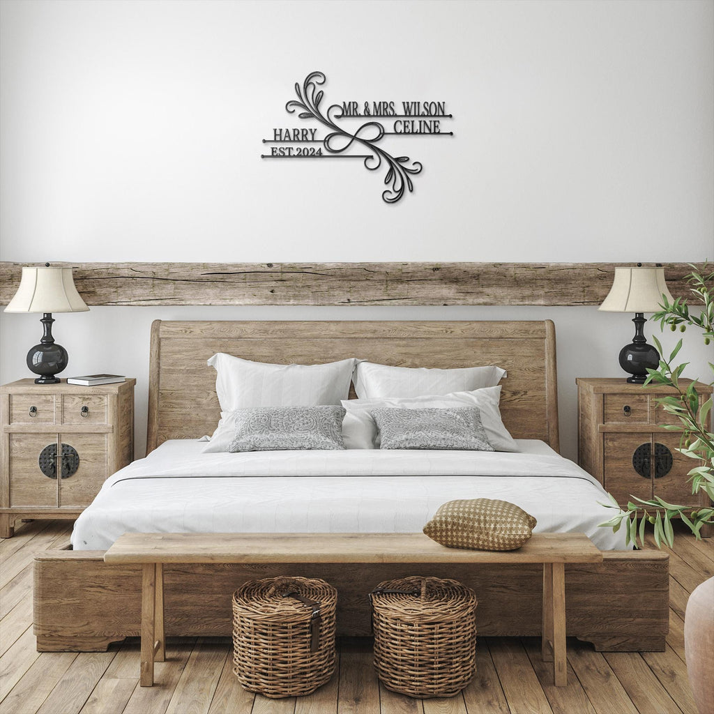 Personalized Mr. and Mrs. Metal Wall Sign: Wedding Anniversary Gift