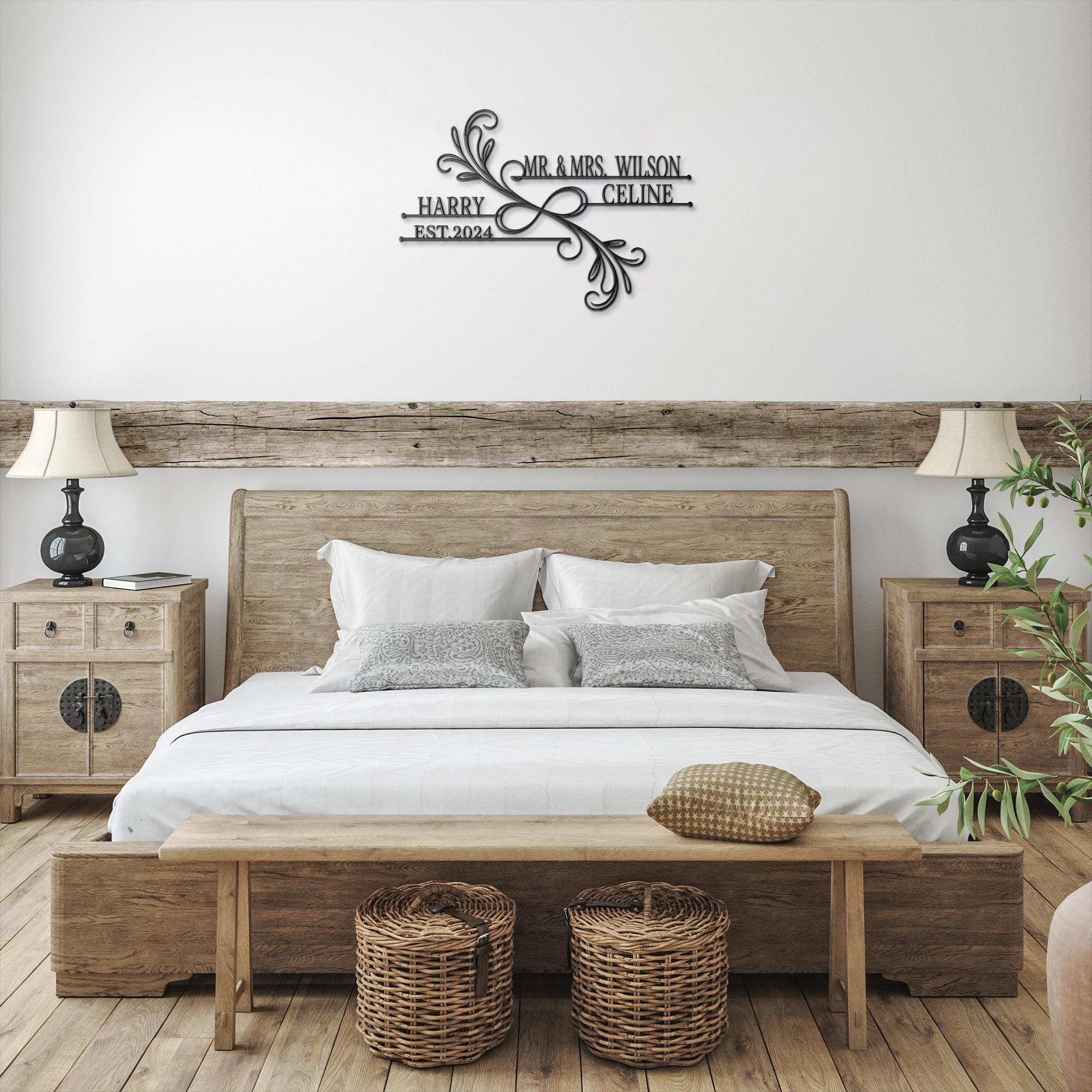 Personalized Mr. and Mrs. Metal Wall Sign: Wedding Anniversary Gift