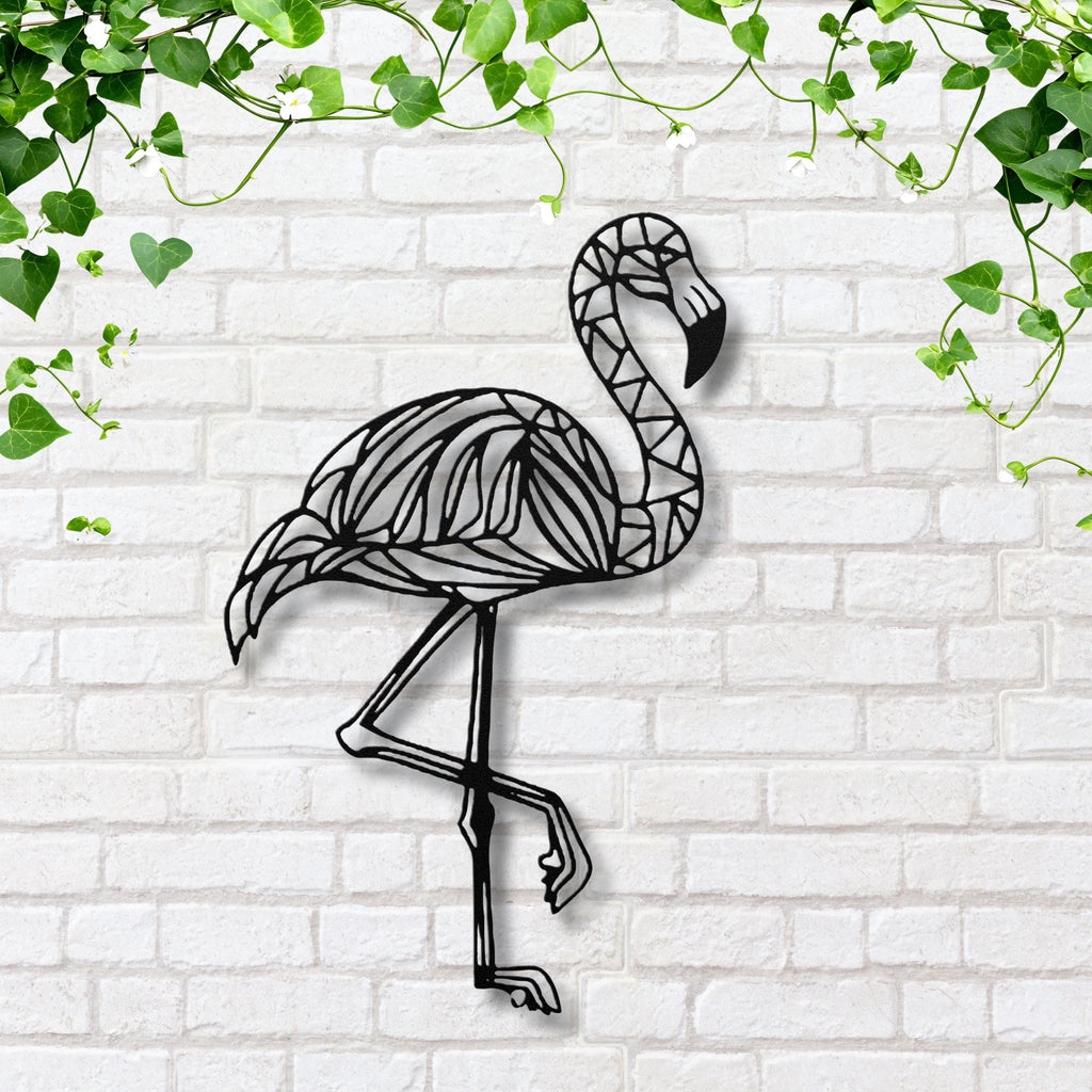 Geometric Flamingo Metal Wall Art, Modern Tropical Decor, Pink Flamingo Sign, Nursery Art