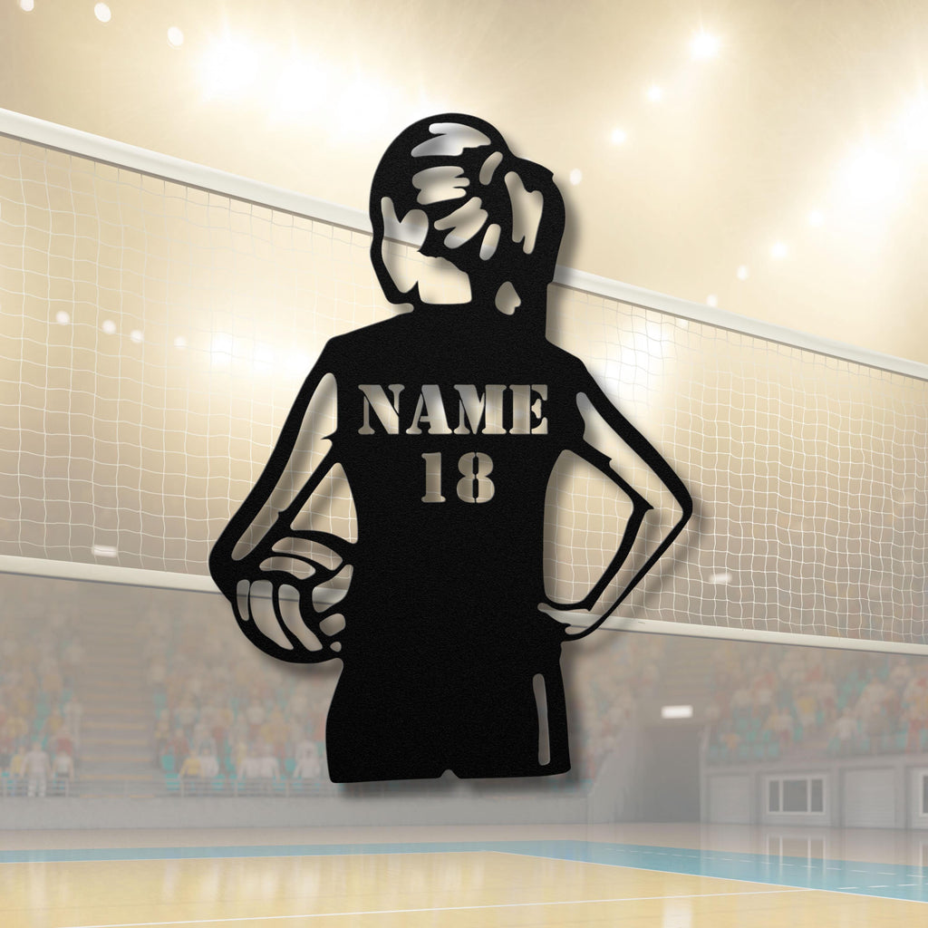 Personalized Volleyball Sign - Custom Metal Die-Cut Art | Team Gift, Female Athlete Decor